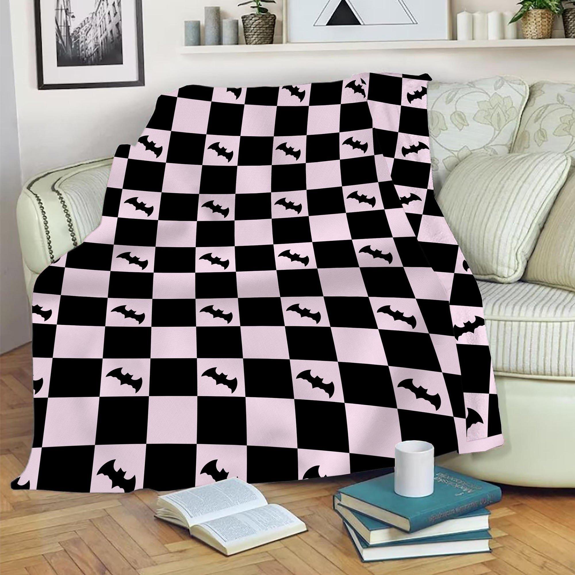 Breast Cancer Awareness Small Bats Halloween Fleece Blanket. 60in x 50in