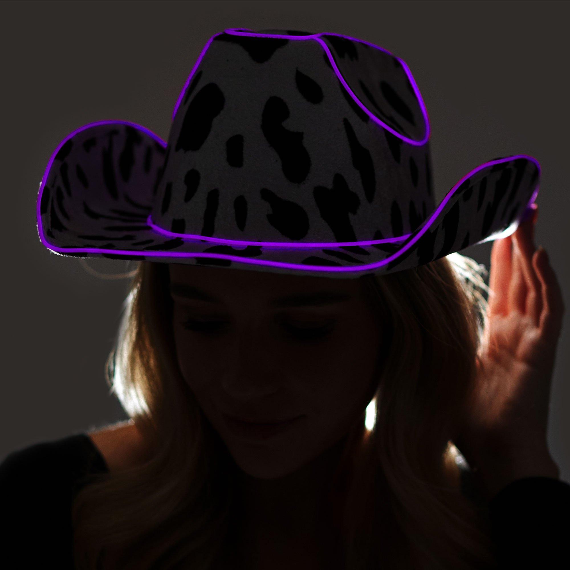Light-Up Cow Print Cowboy Hat - Image 2