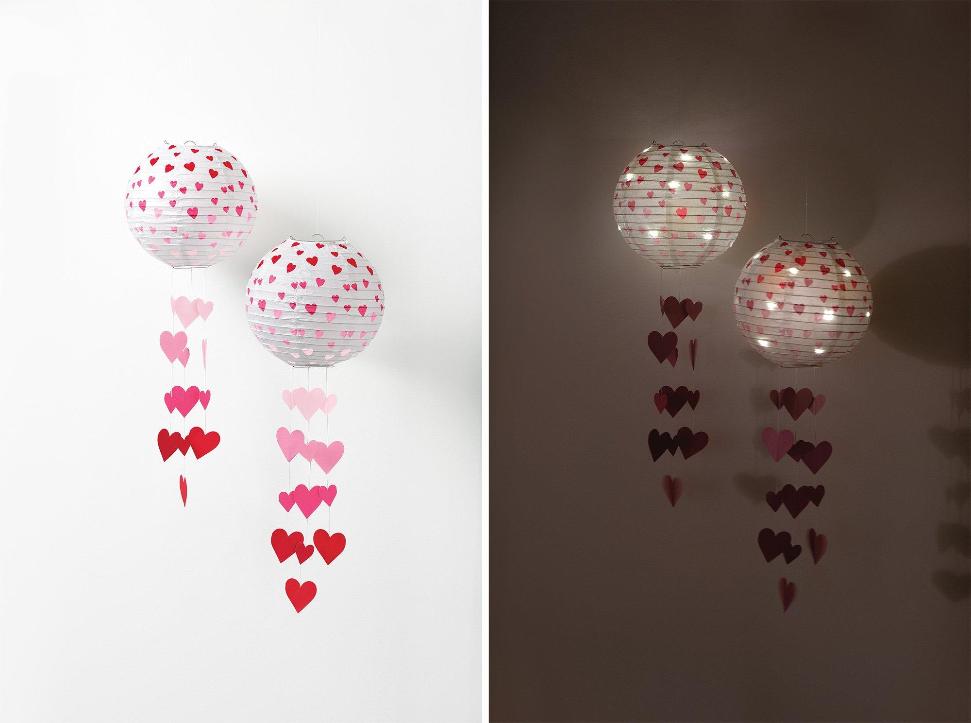 Light-Up Valentine's Day Hearts Paper Lanterns. 9.5in. 2ct - Image 2