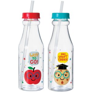 Graduation Fun Plastic Bottle with Straw. 16oz