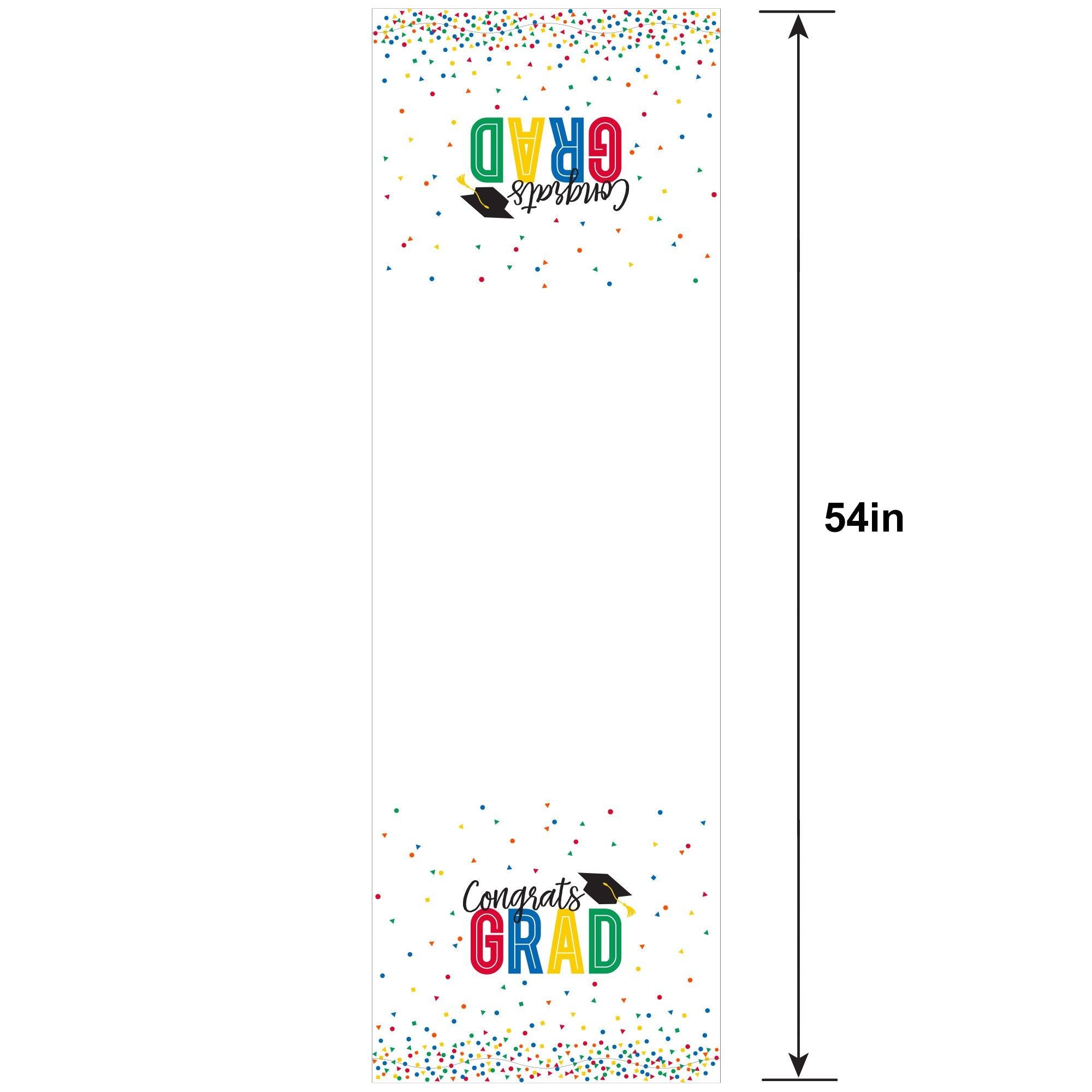 Multicolor Congrats Grad Plastic Table Cover. 54in x 102in - Colorful Future - Image 2