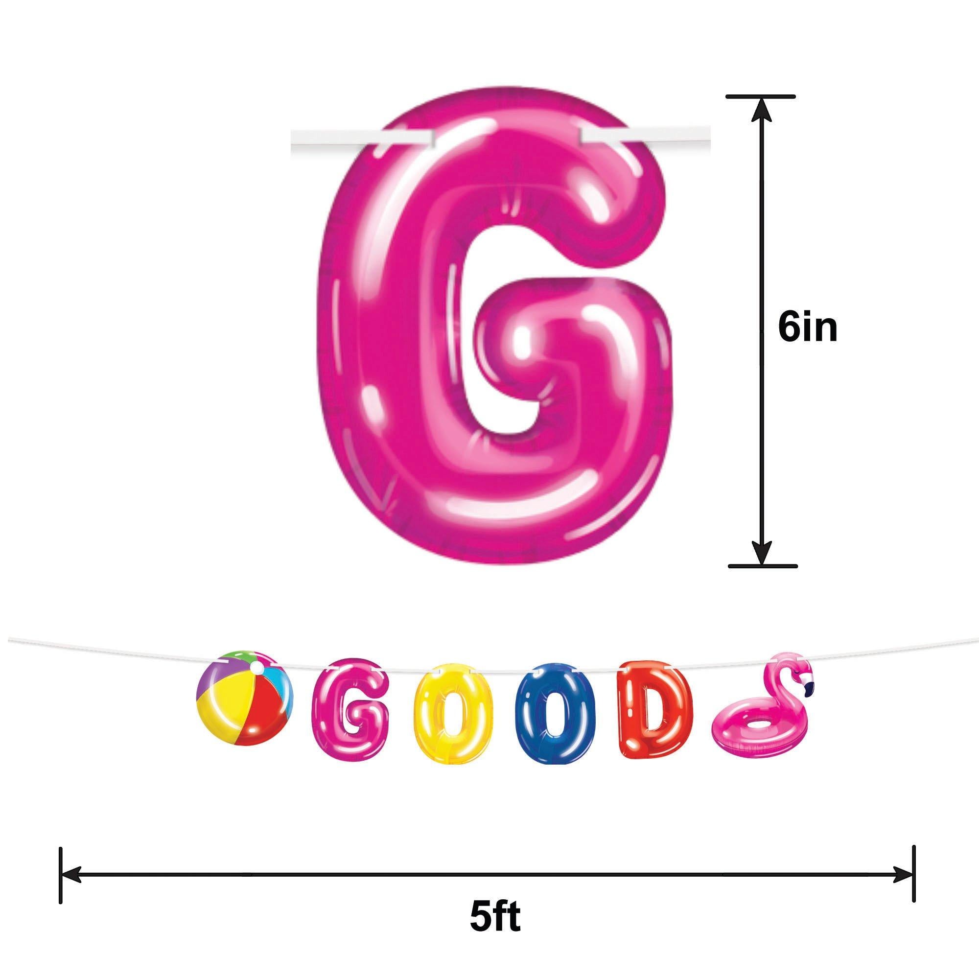 Cool Pool Party Good Vibes Cardstock Banner Set. 2pc. 5ft - Image 4