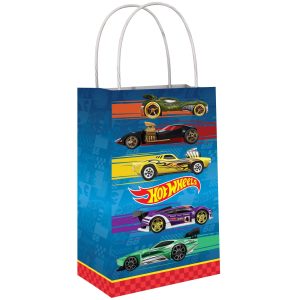 Hot Wheels Kraft Favor Bags. 5.25in x 8.25in. 8ct