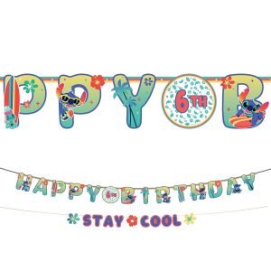Stitch Aloha Add an Age Cardstock Birthday Banner Kit. 10.5ft - Disney Lilo & Stitch