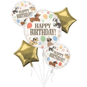 Pawsome Birthday Foil Balloon Bouquet. 5pc