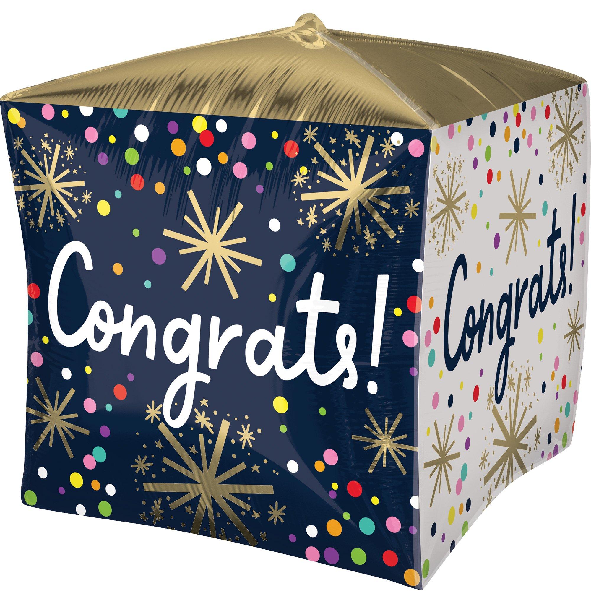 Confetti Sprinkle Congrats Cubez Foil Balloon. 15in - Image 2