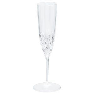 20ct Clear Premium Plastic Champagne Flutes – 4.5oz BPA-Free with Cut Glass Look