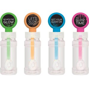 Glow Party Bubbles with Glow Sticks. 1oz. 4ct