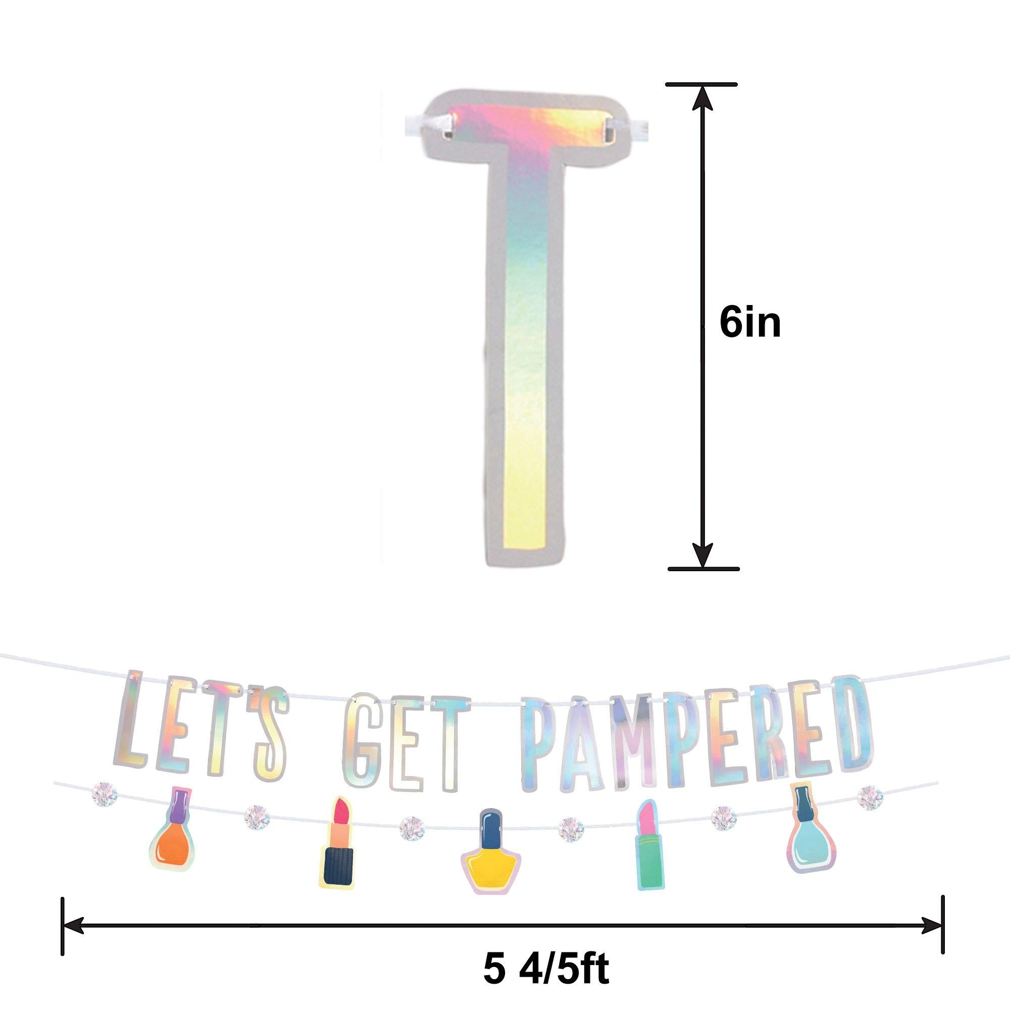 Iridescent Let's Get Pampered Cardstock & Foil Banner Set. 2pc - Spa Party - Image 3