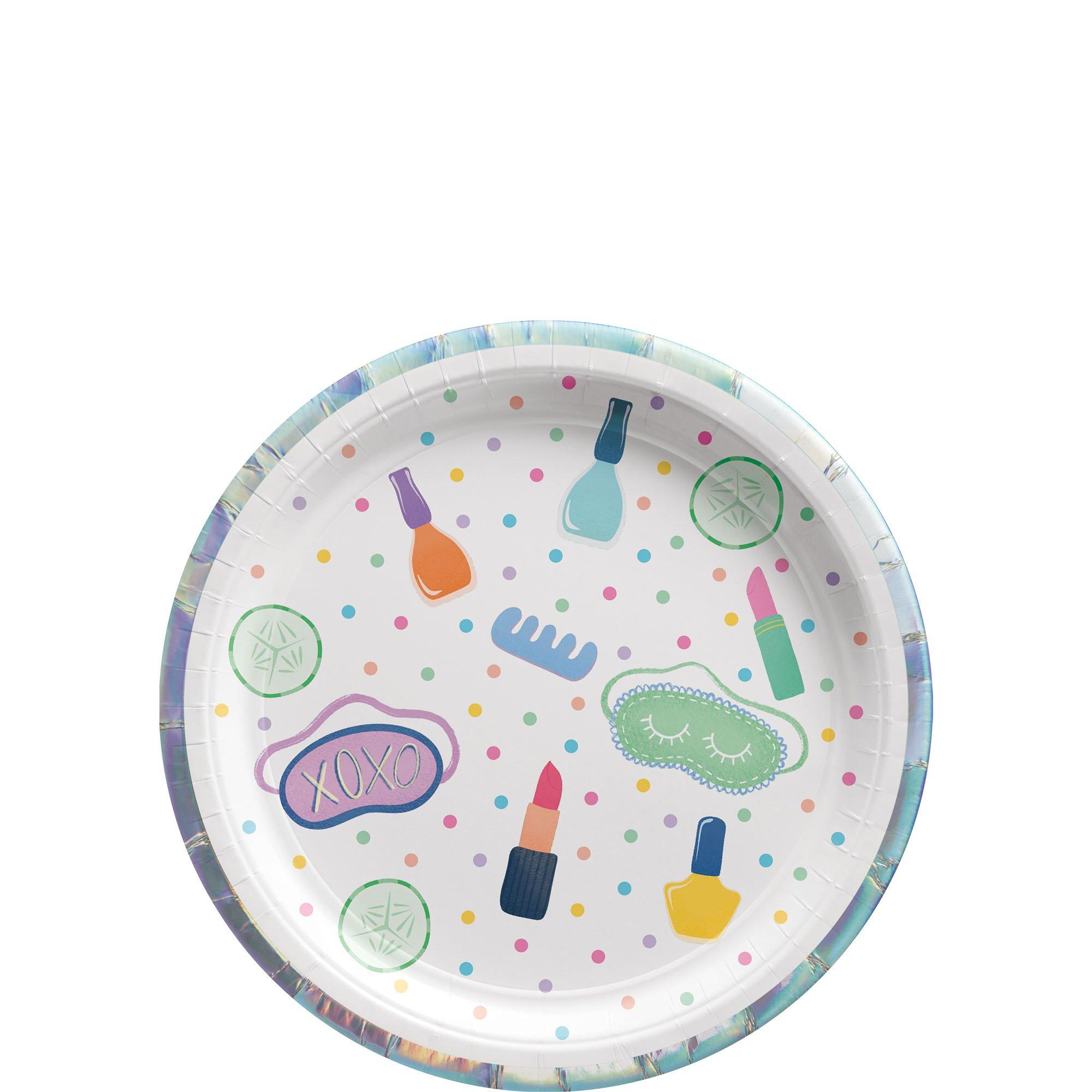 Spa Party Paper Dessert Plates. 7in. 8ct