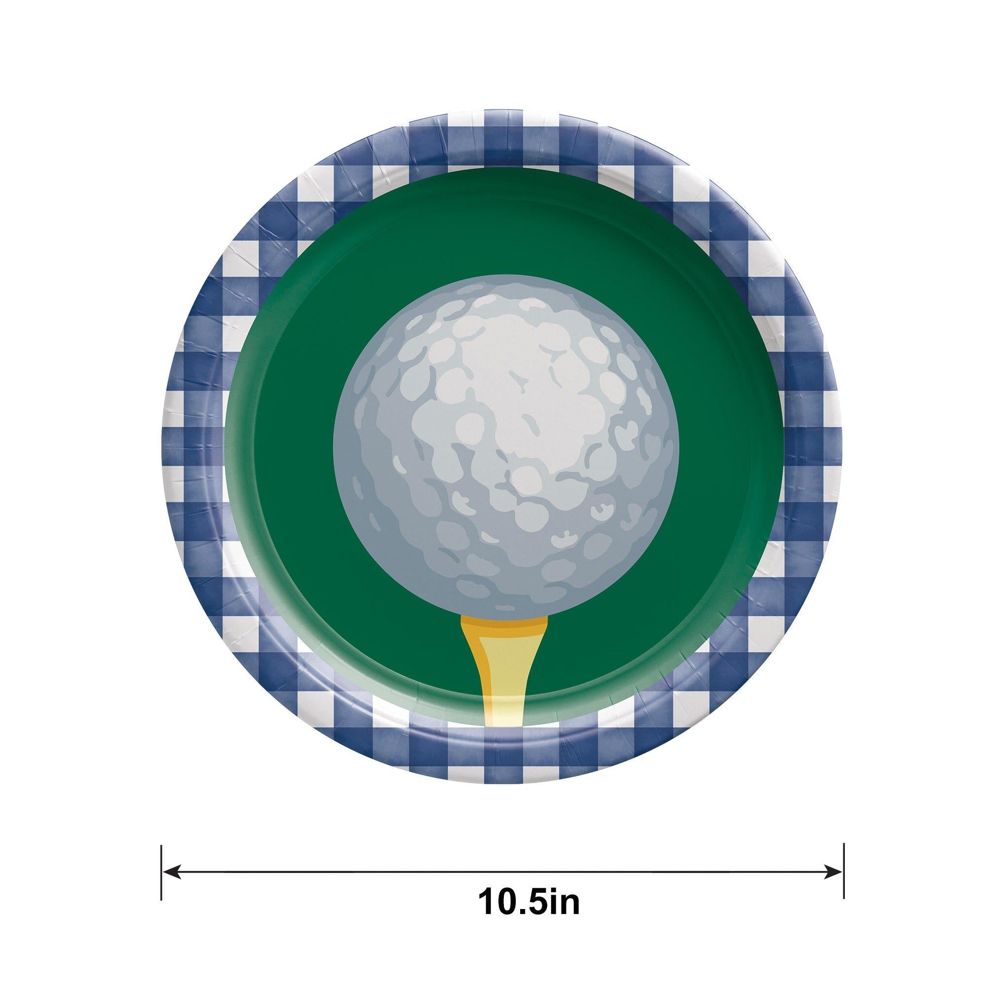 Golf Ball Gingham Paper Dinner Plates. 10.5in. 20ct - Hole in One - Image 2