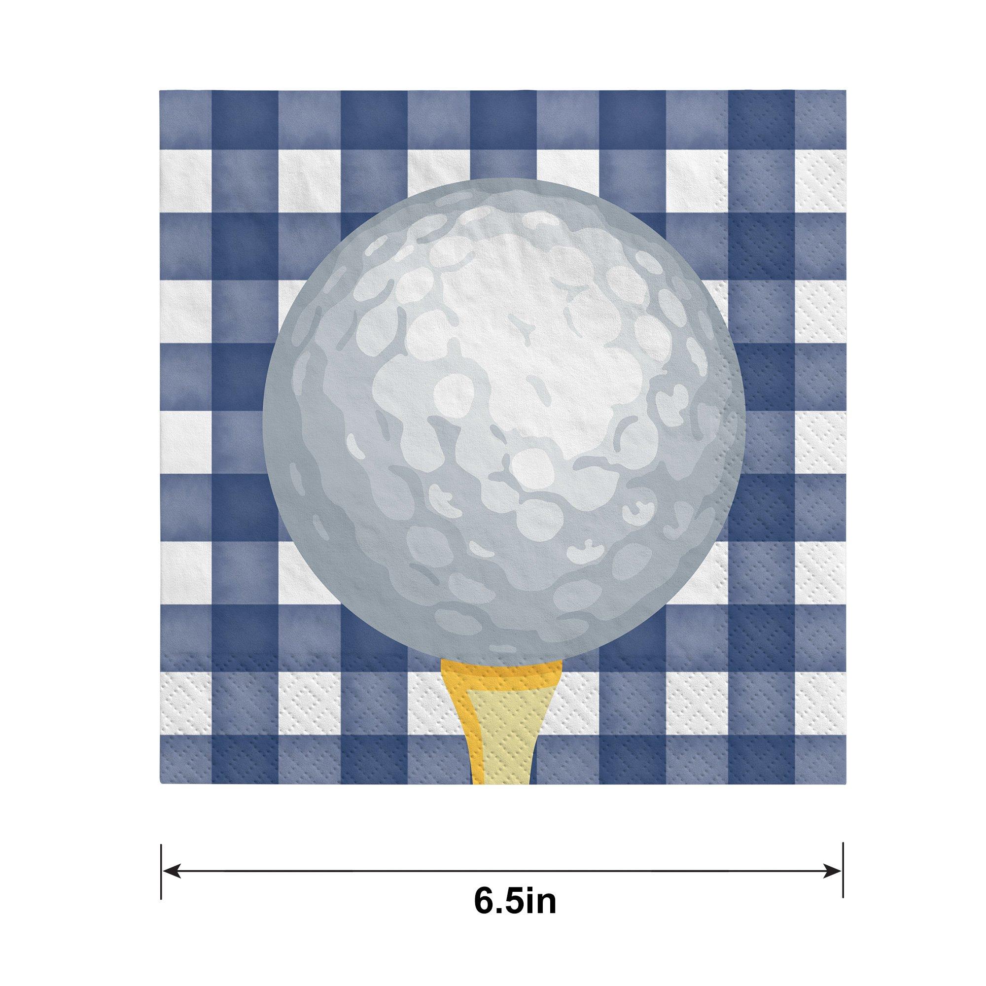 Golf Ball Gingham Paper Lunch Napkins. 6.5in. 40ct - Hole in One - Image 2