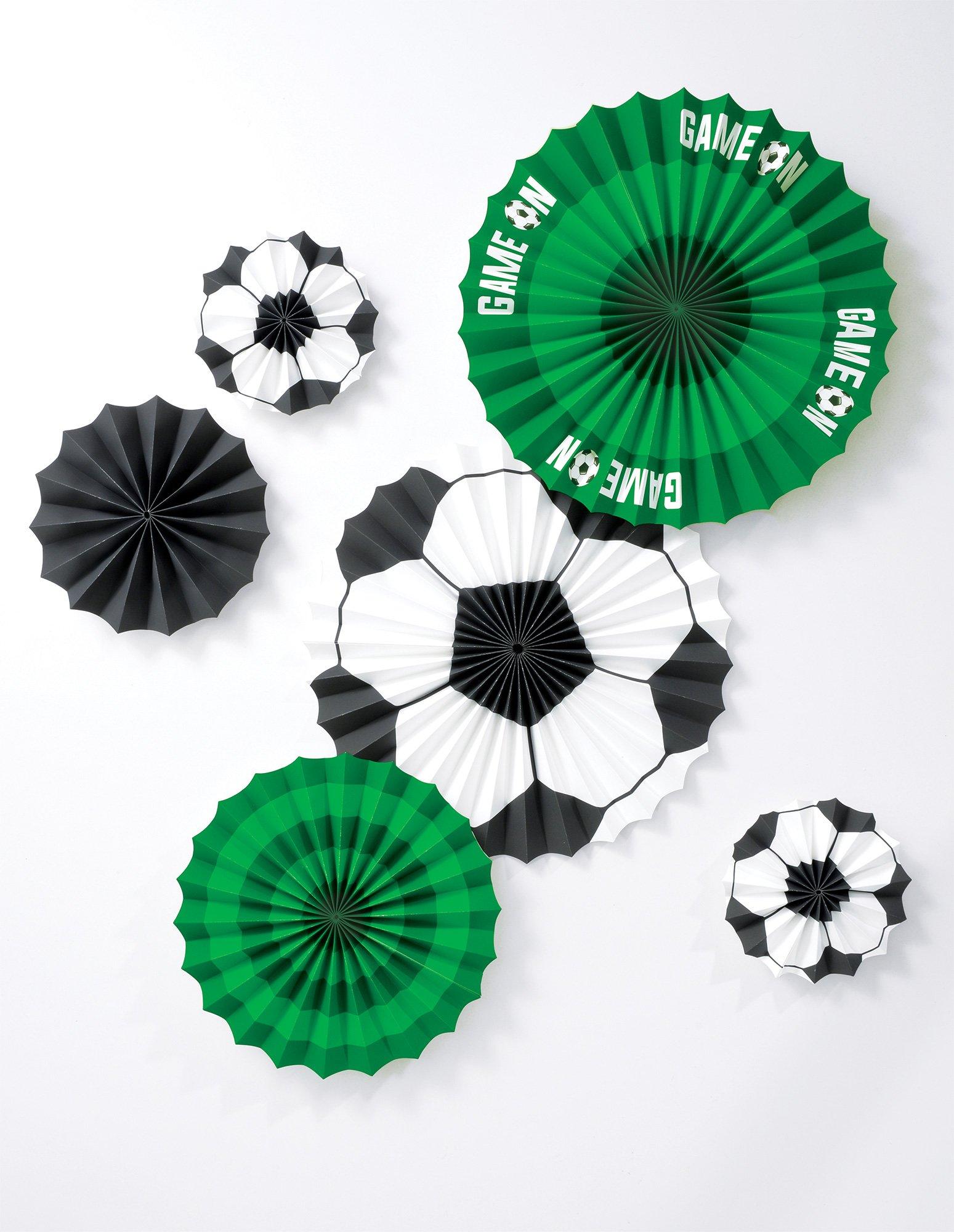 Corner Kick Soccer Paper Fan Decorations. 6ct
