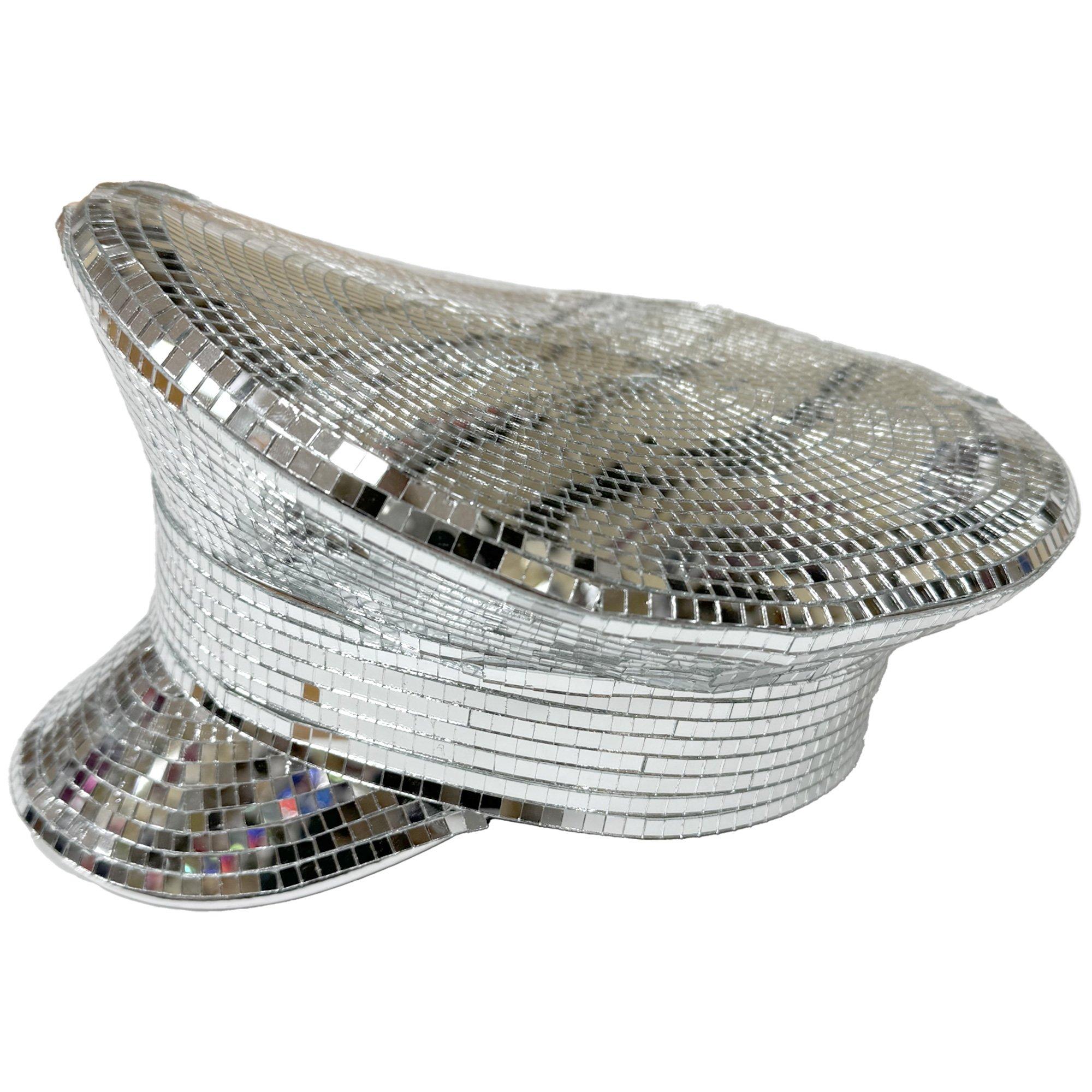 Silver Mirror Disco Captain Hat - Image 3