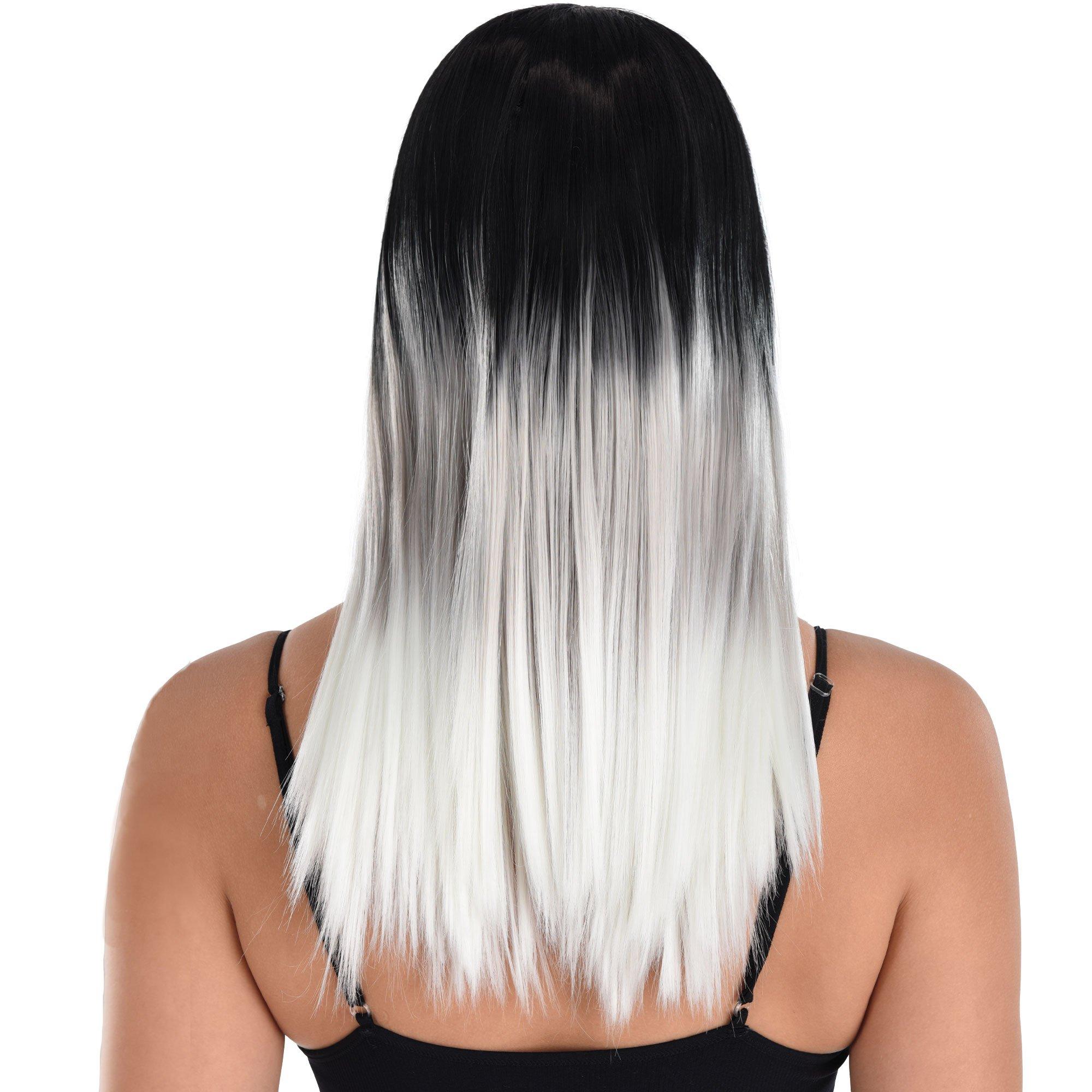 Black & White Ombre Wig with Bangs - Image 3
