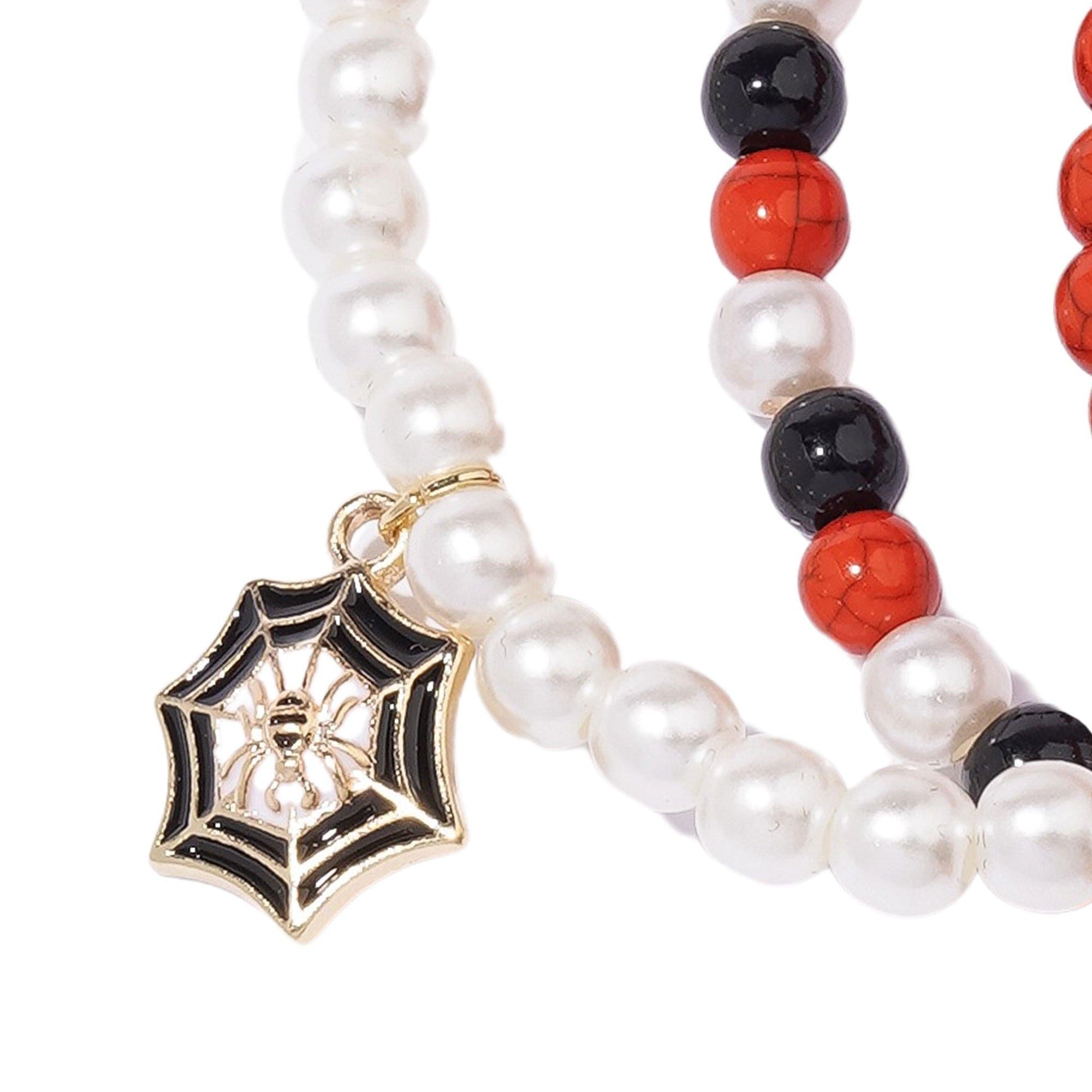 Spider. Pumpkin & Witch Hat Bead Charm Bracelets. 3ct - Image 2