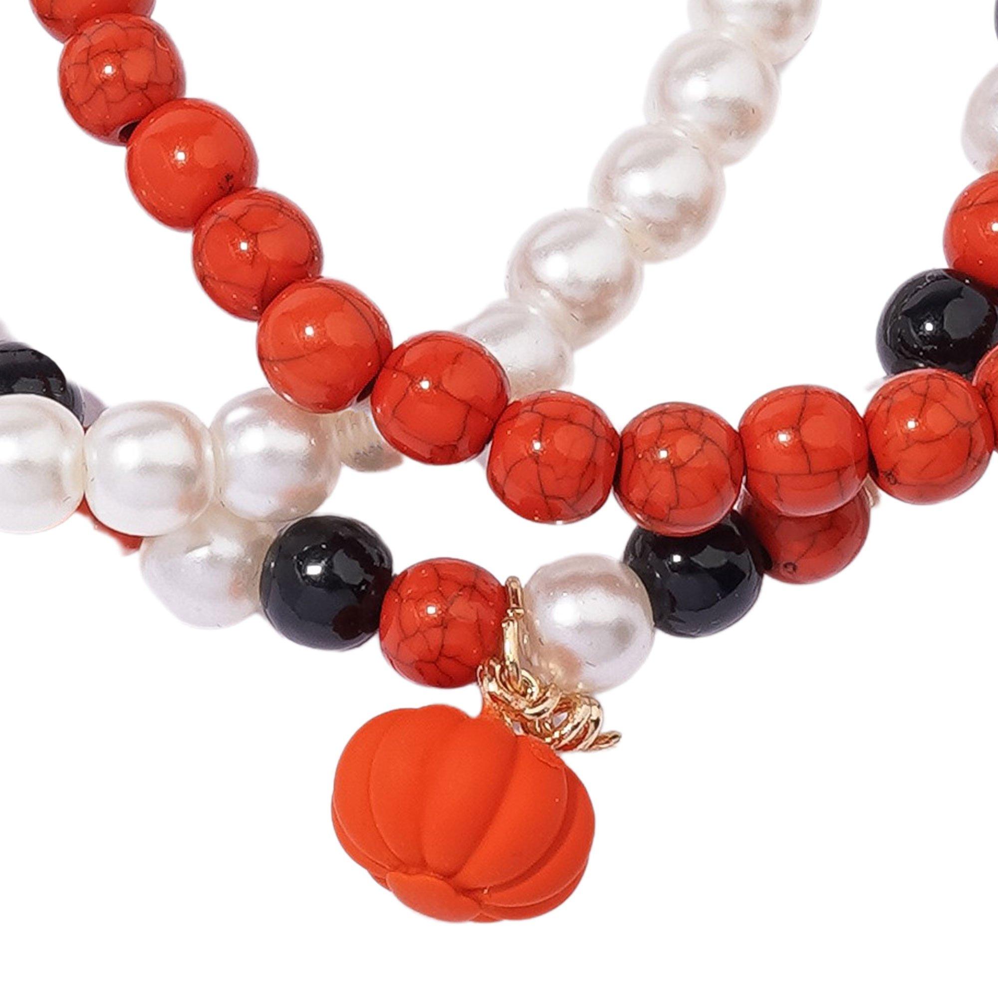 Spider. Pumpkin & Witch Hat Bead Charm Bracelets. 3ct - Image 3