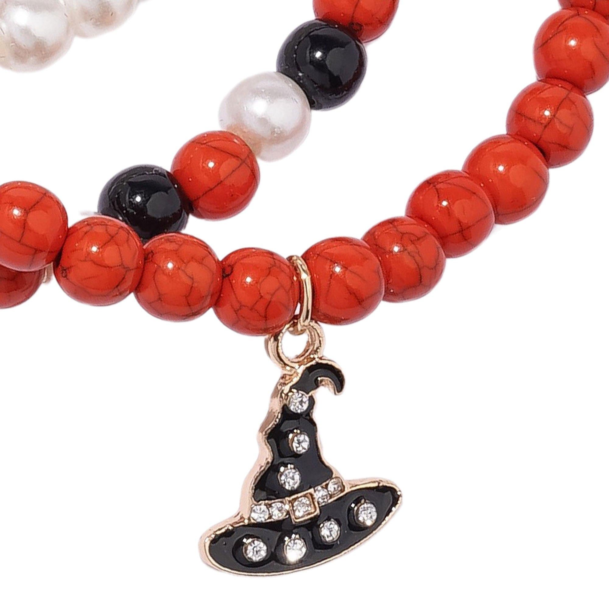 Spider. Pumpkin & Witch Hat Bead Charm Bracelets. 3ct - Image 4