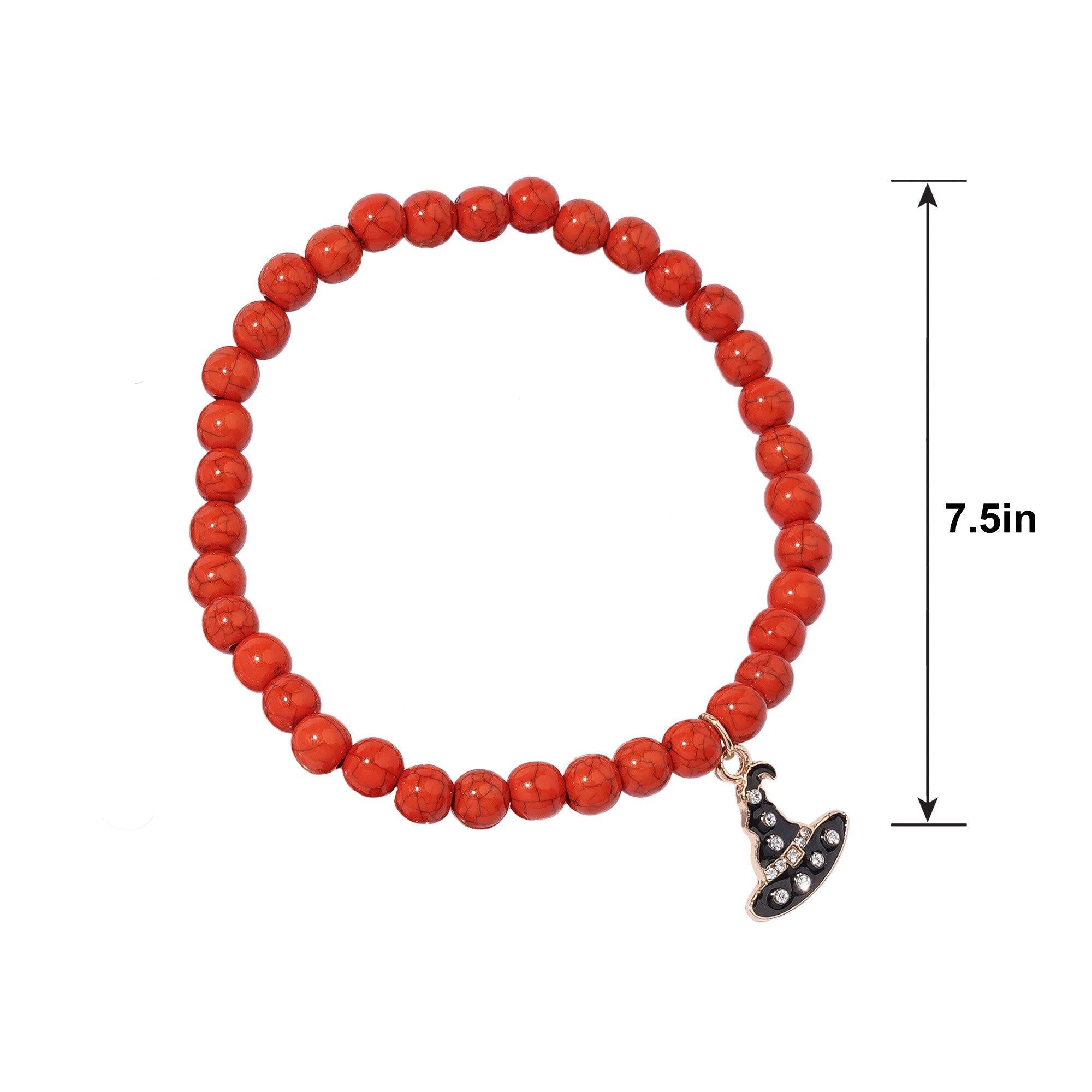 Spider. Pumpkin & Witch Hat Bead Charm Bracelets. 3ct - Image 5