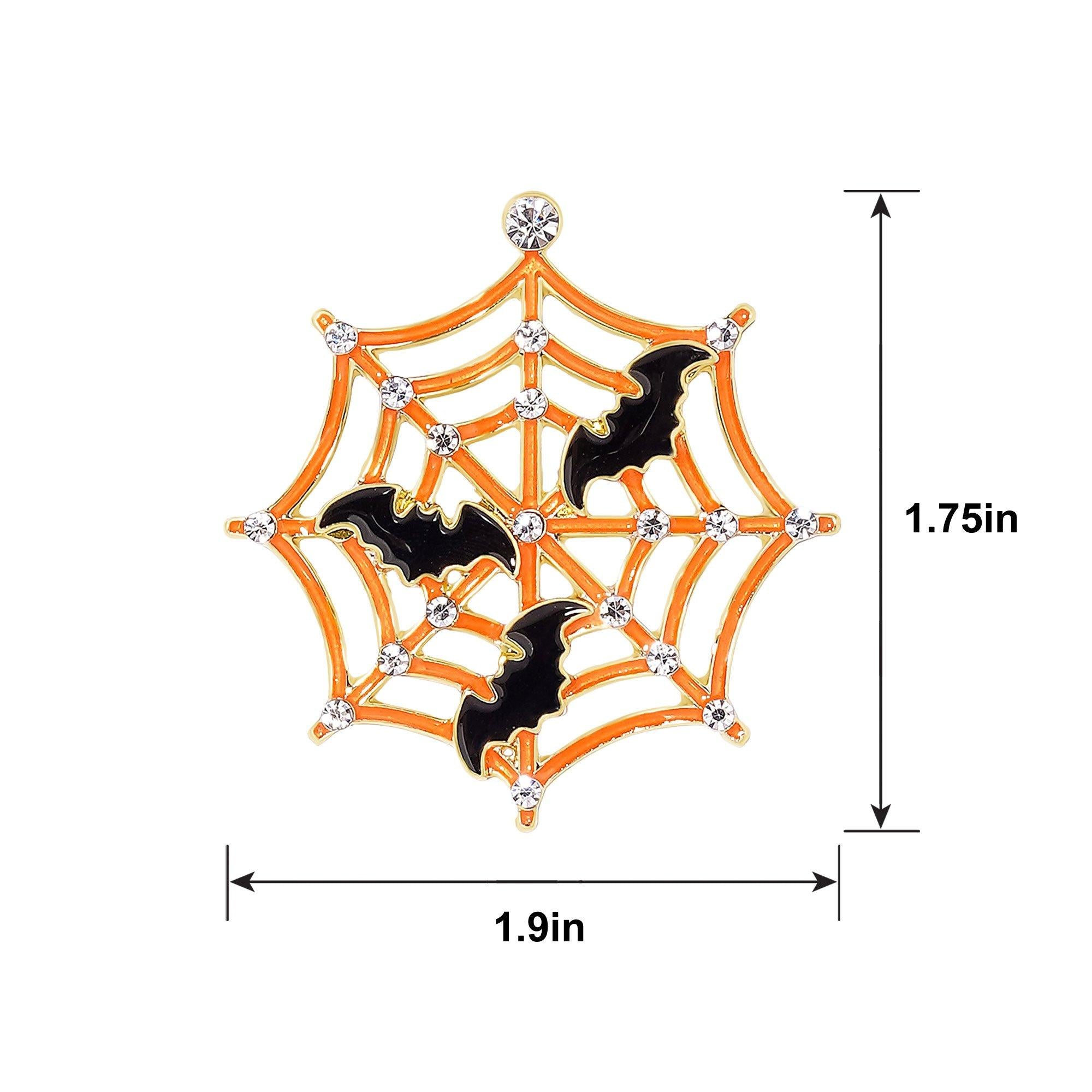 Glow-in-the-Dark Orange Spiderweb & Black Bat Earrings - Image 3