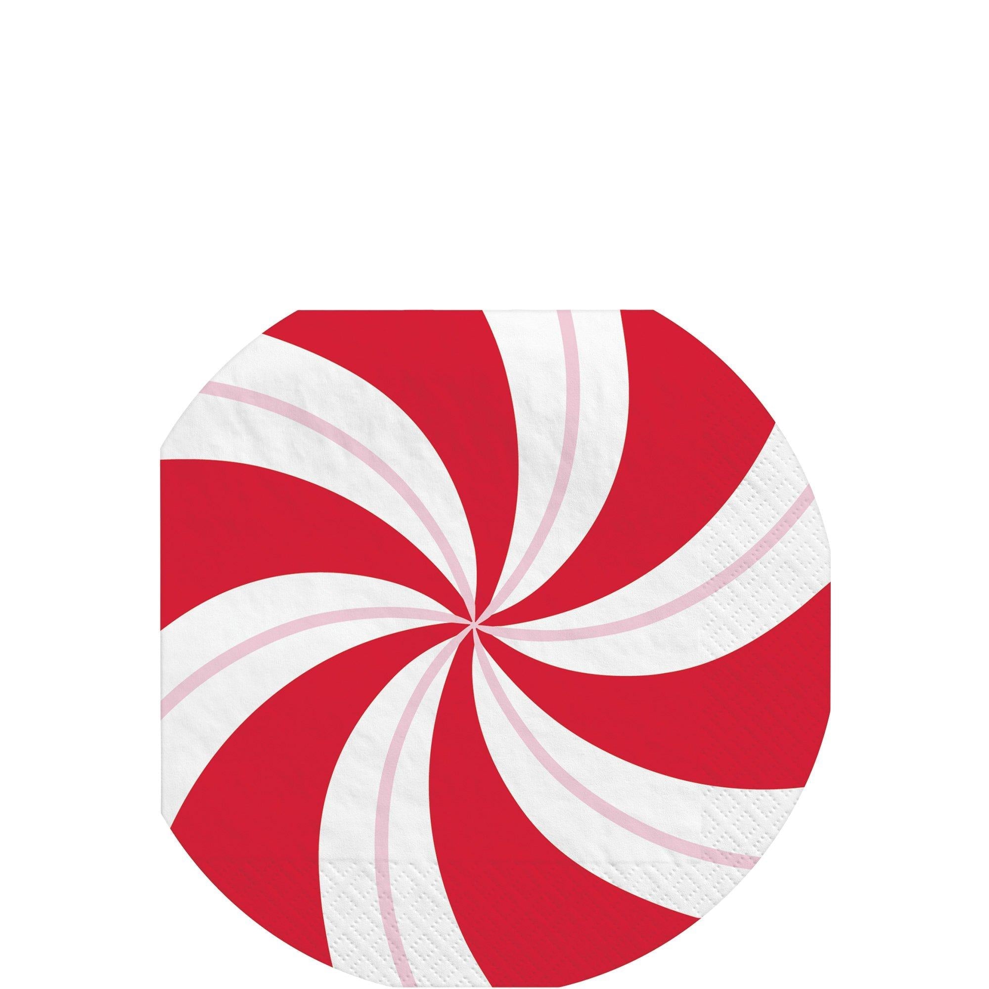 Peppermint Candy Paper Beverage Napkins. 5in. 16ct - Cocoa Bar