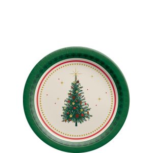 Elegant Evergreen Paper Dessert Plates. 7in. 20ct