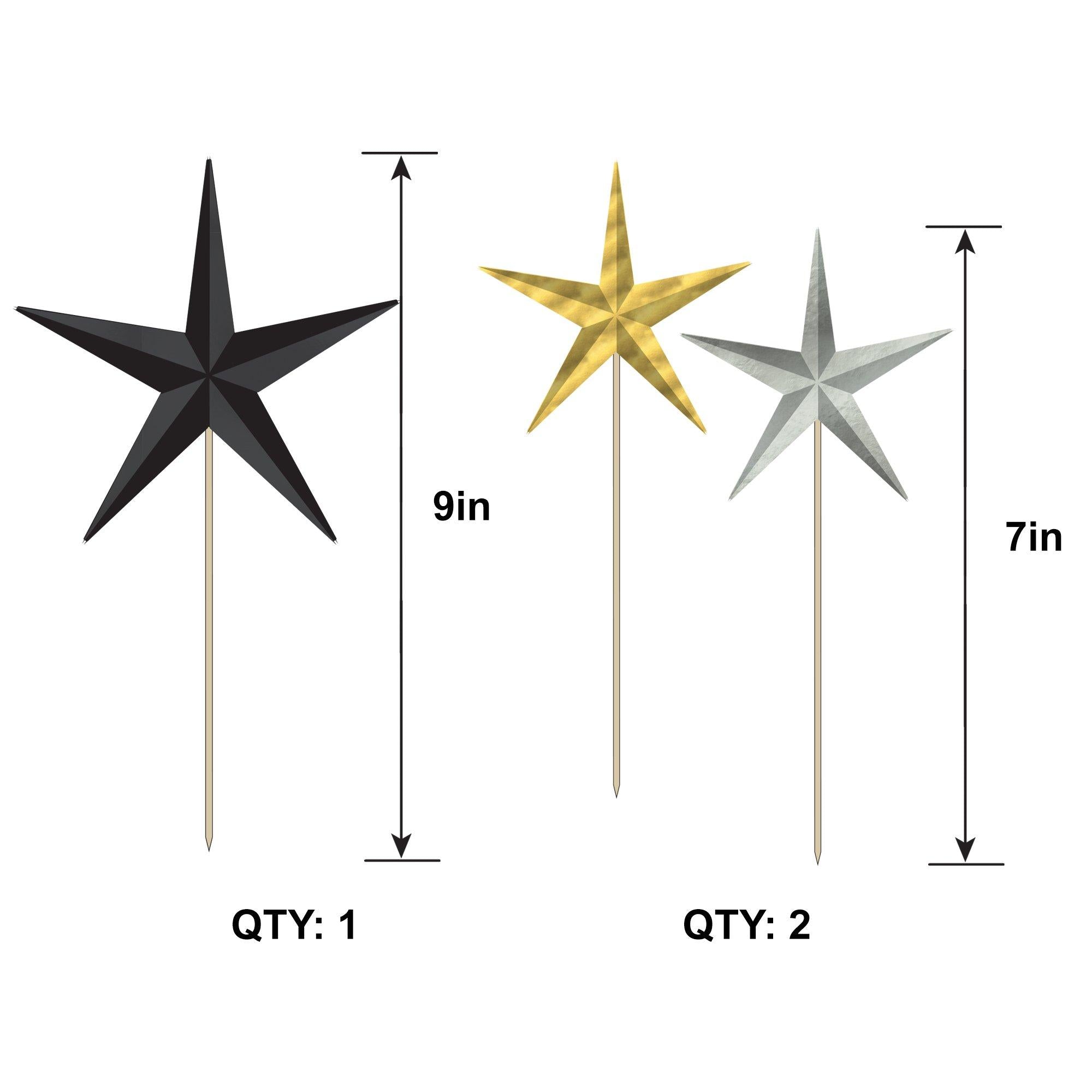 New Year's Eve 3D Star Centerpiece Picks. 3pc - Image 2