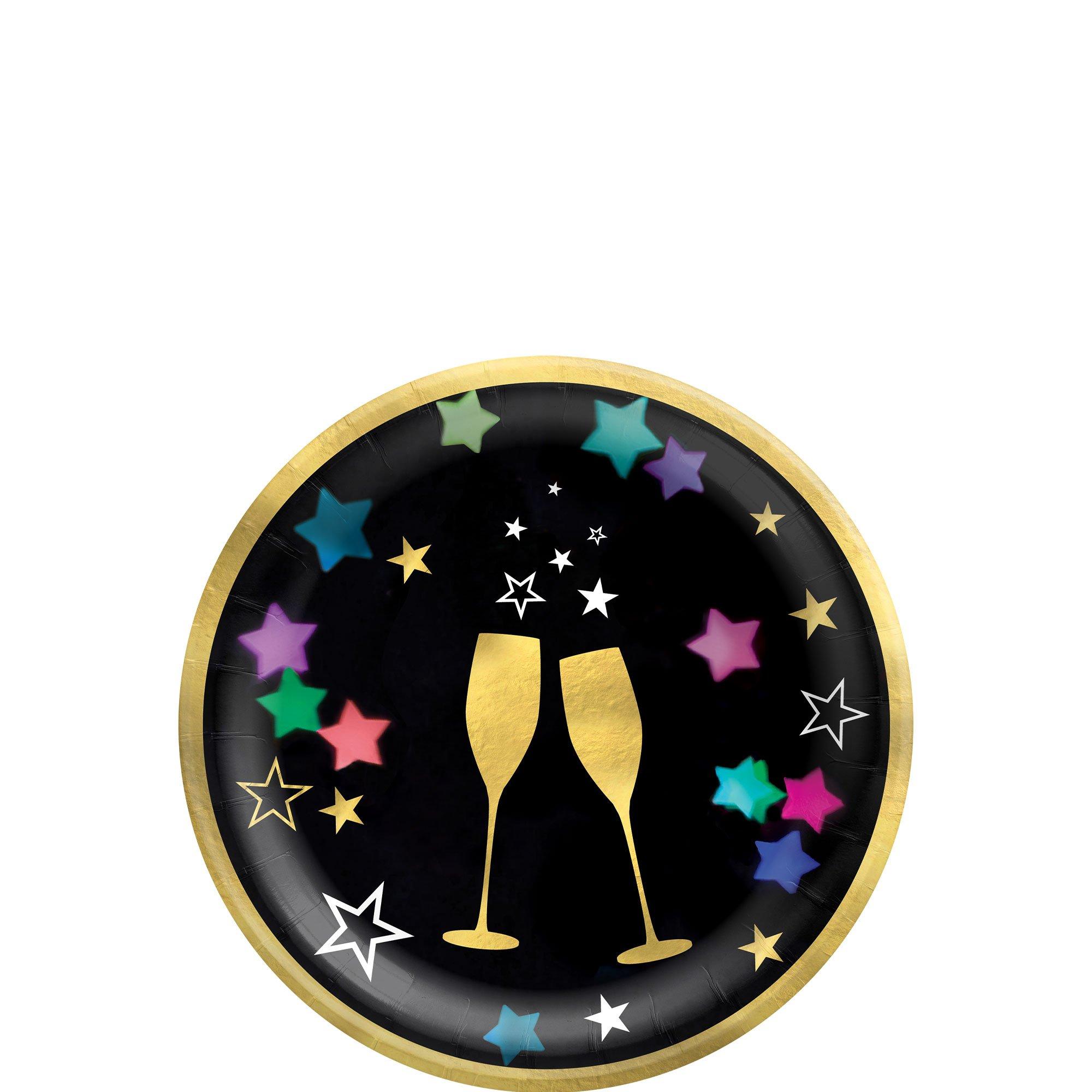 Starlight Clinking Glasses Paper Dessert Plates. 6.75in. 20ct
