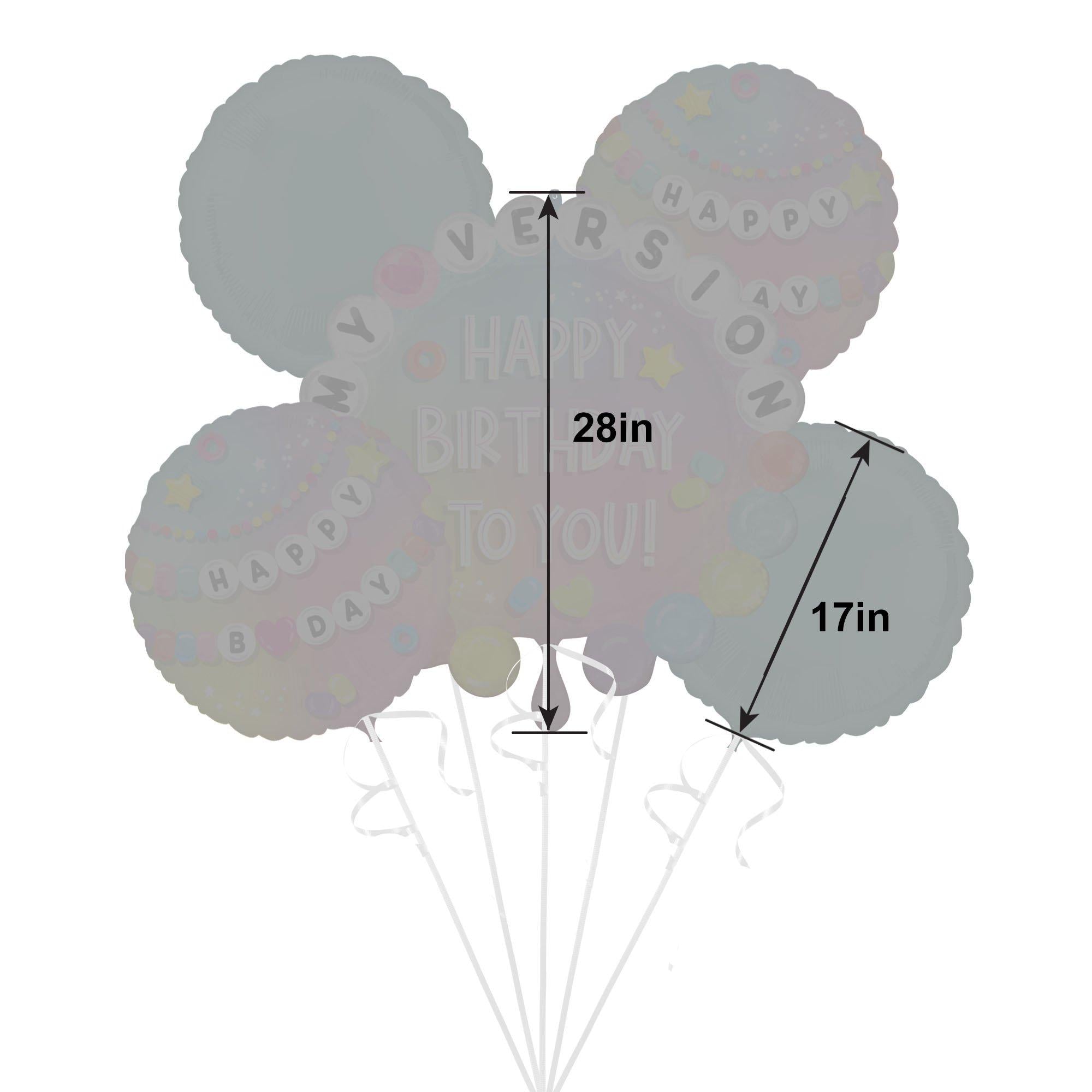 Friendship Bracelet Happy Birthday Foil Balloon Bouquet. 5pc - Image 2