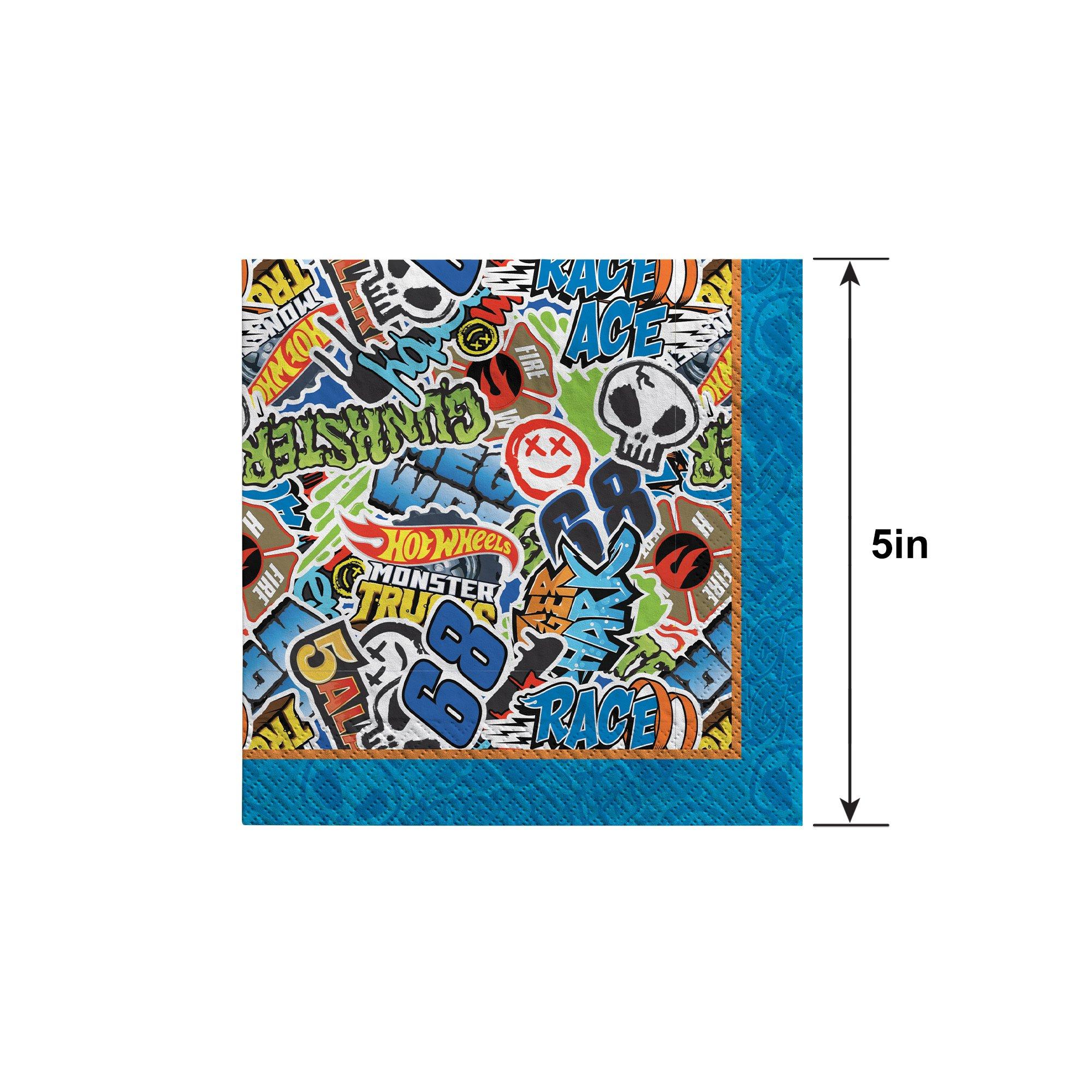 Hot Wheels Monster Trucks Paper Beverage Napkins. 5in. 16ct - Image 2