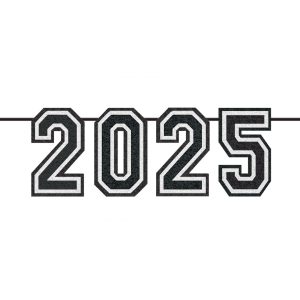 Oversized 12ft White & Black 2025 Graduation Felt Banner