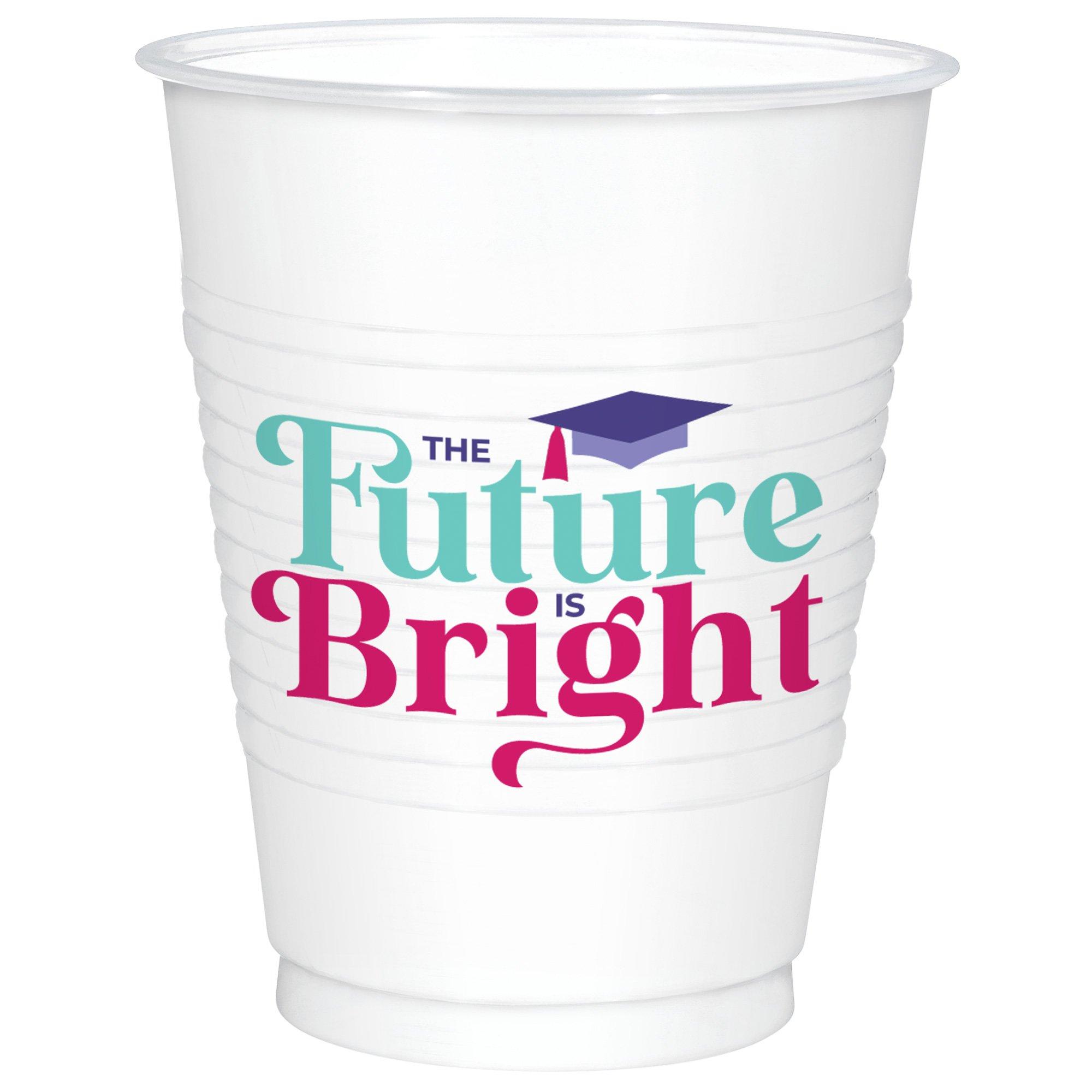 The Future Is Bright Printed 18 oz Plastic Tumbler. 25 ct