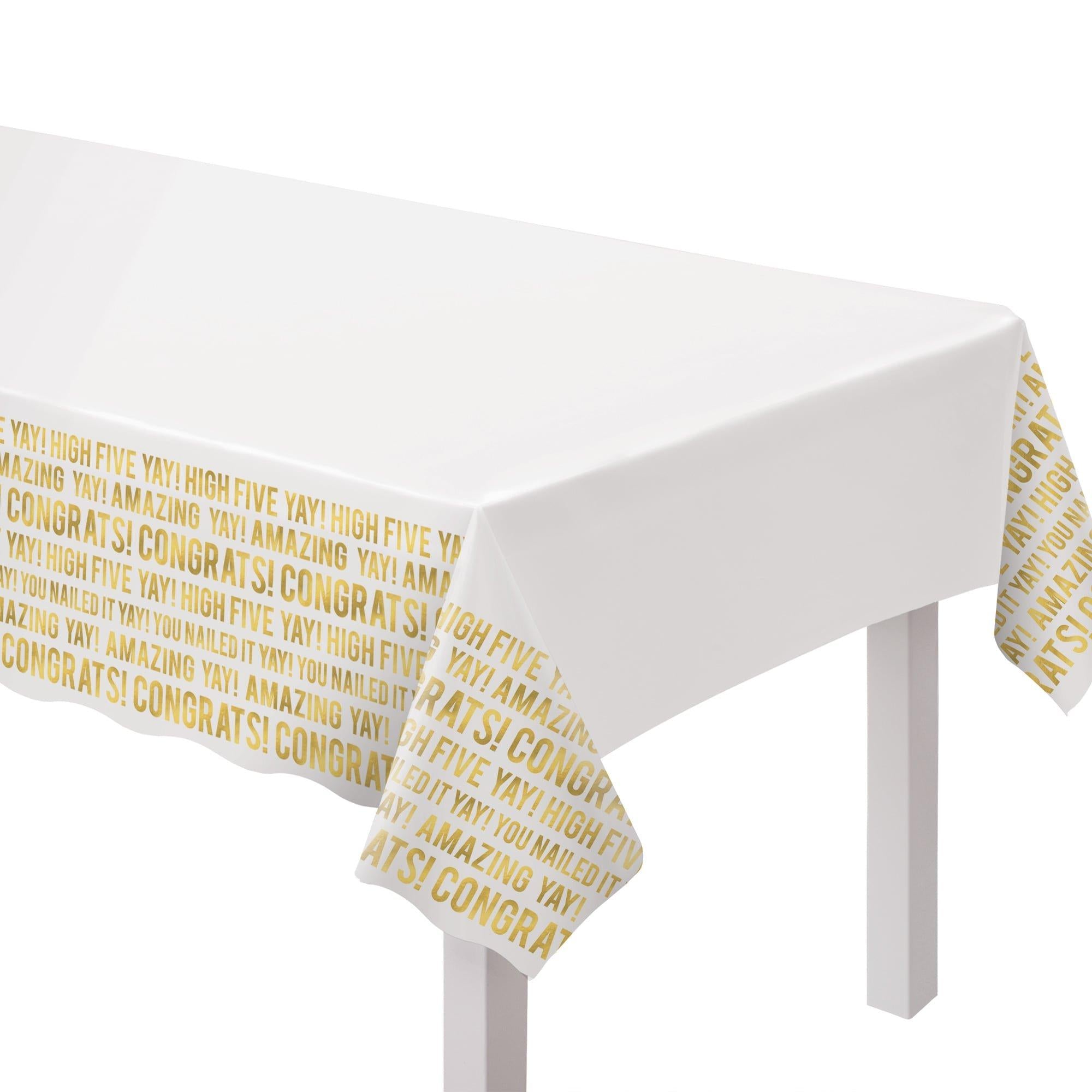 Congrats Retirement Plastic Table Cover. 54in x 102in