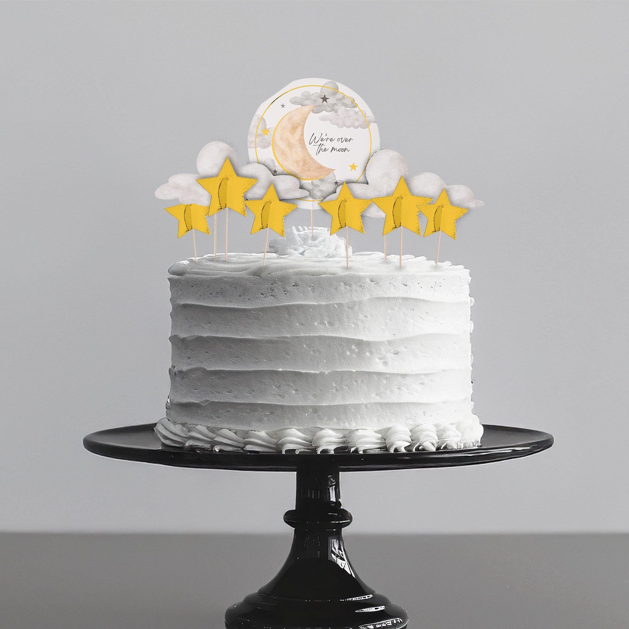 Over the Moon Baby Shower Cake Pick Decorating Kit. 9pc - Image 2