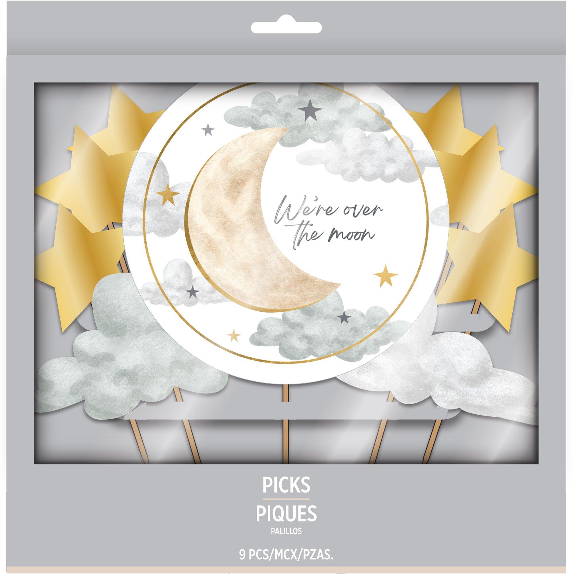 Over the Moon Baby Shower Cake Pick Decorating Kit. 9pc - Image 4