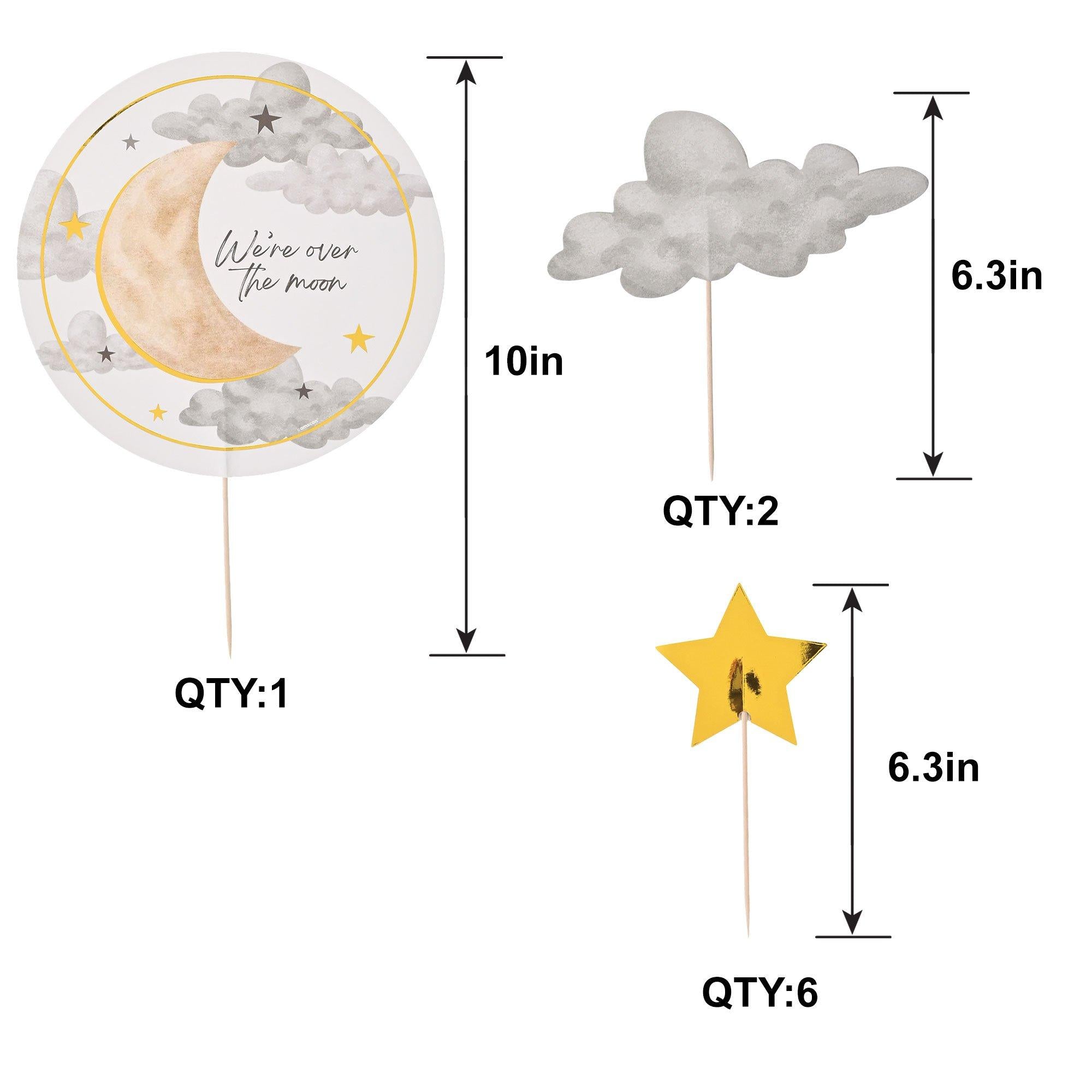 Over the Moon Baby Shower Cake Pick Decorating Kit. 9pc - Image 5