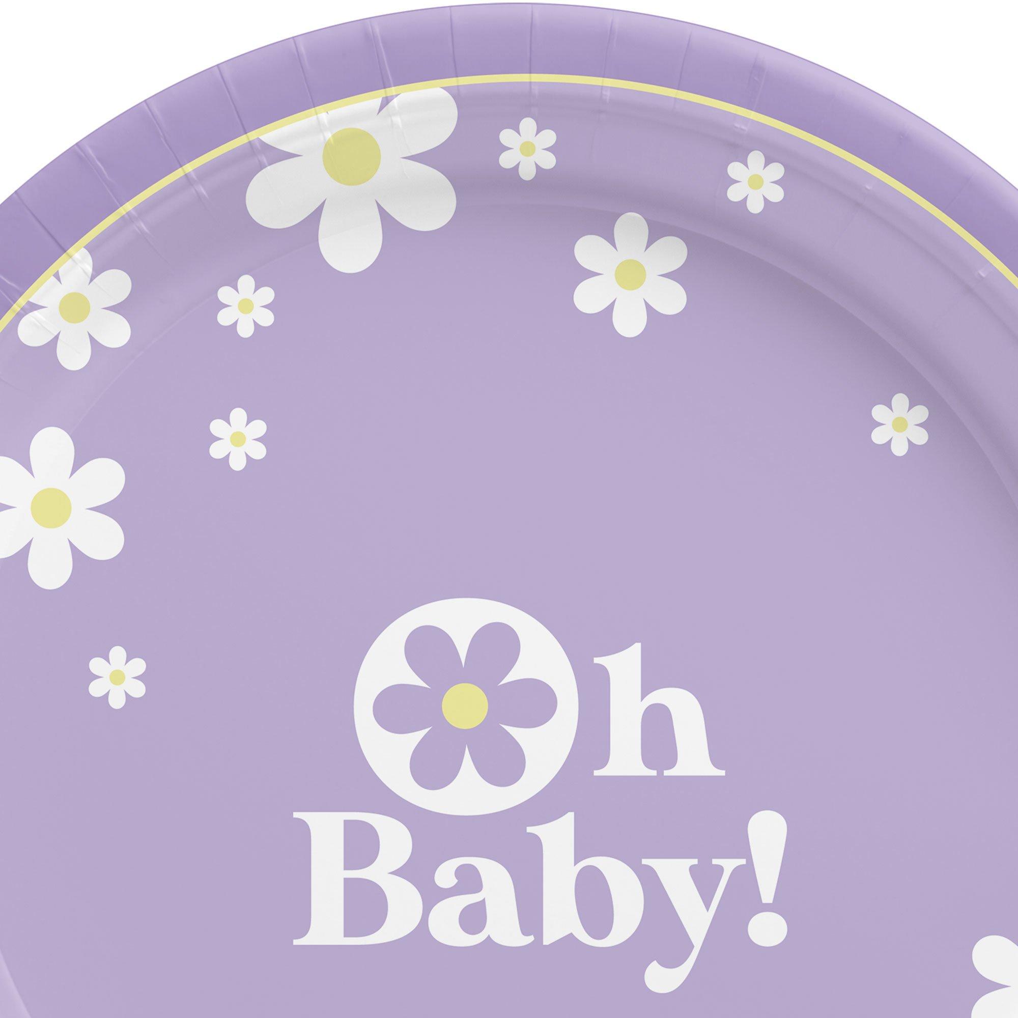 Purple Little Daisy Oh Baby Paper Dinner Plates. 10.5in. 8ct - Image 3