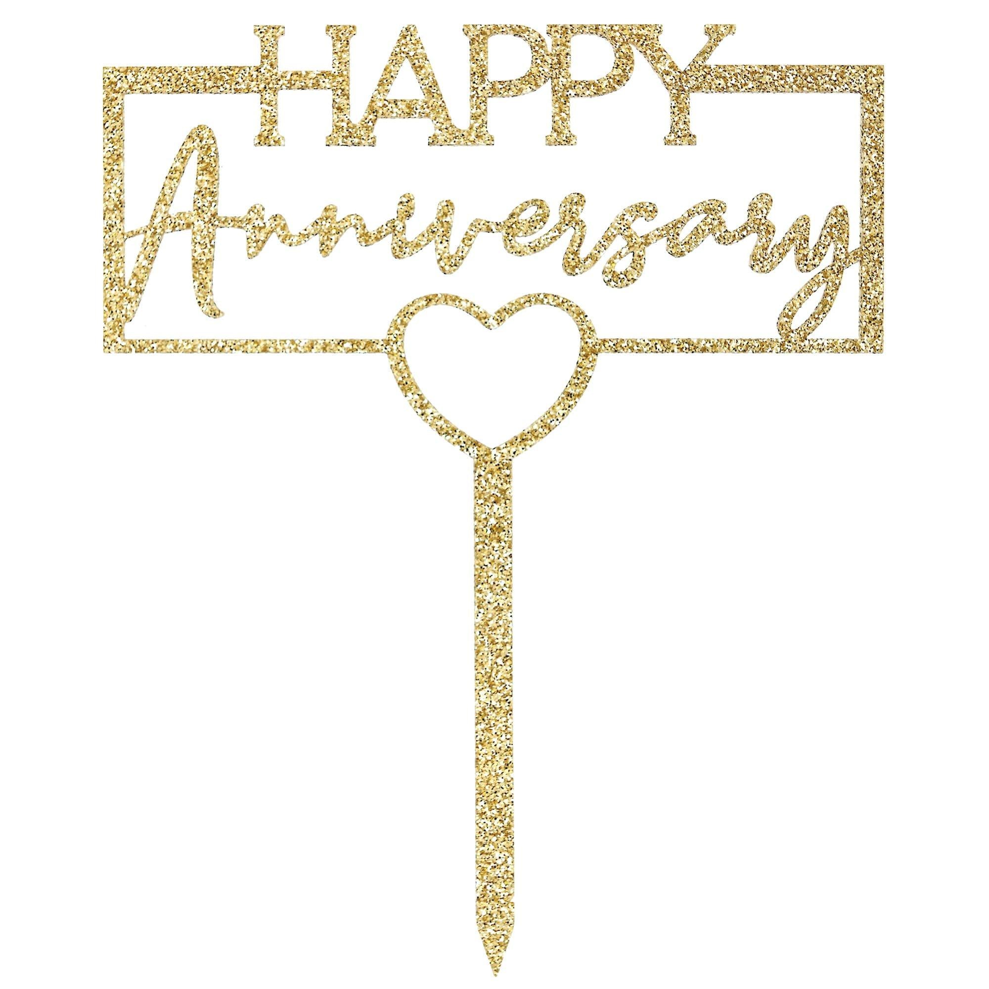 Happy Anniversary Gold Cake Topper - Image 2