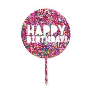 Confetti Happy Birthday Cake Topper