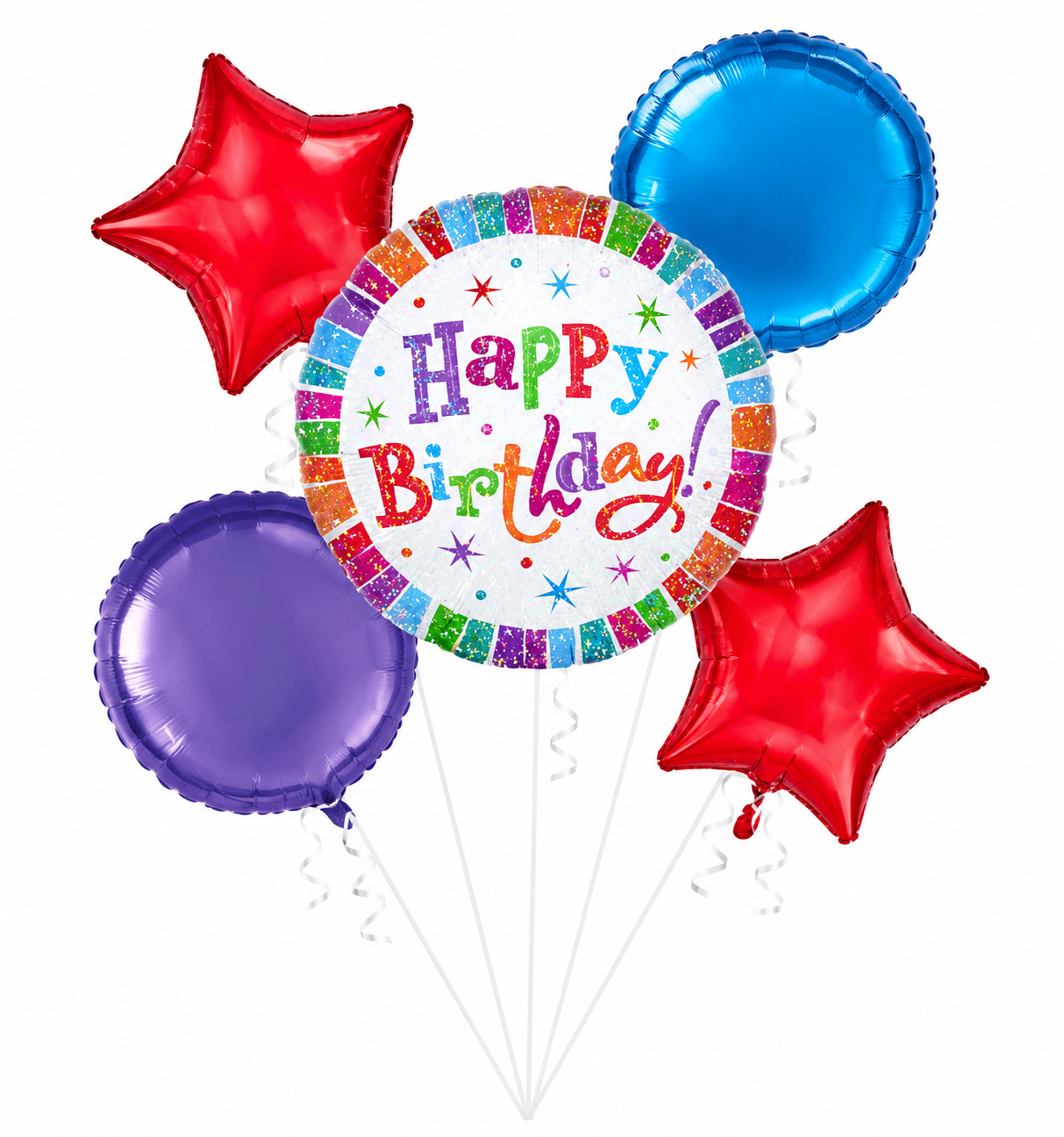 Colorful Happy Birthday Balloon Bouquet. 5pc