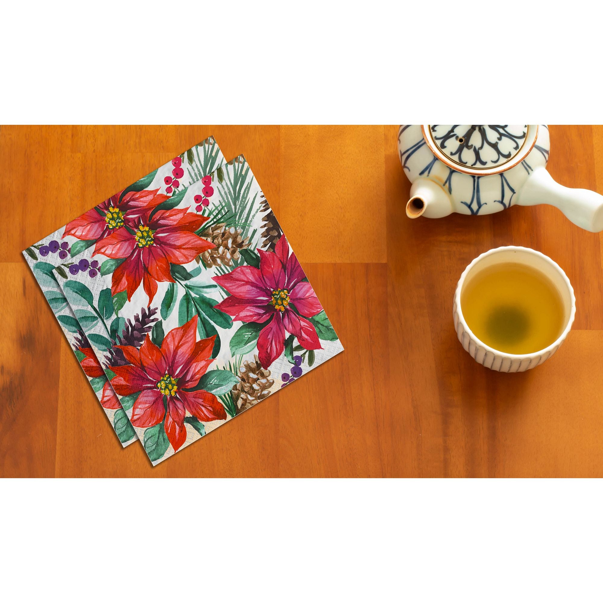 Traditional Poinsettia Napkins. 16ct (Lunch. Beverage or Guest Towel). Assorted Options - Image 5