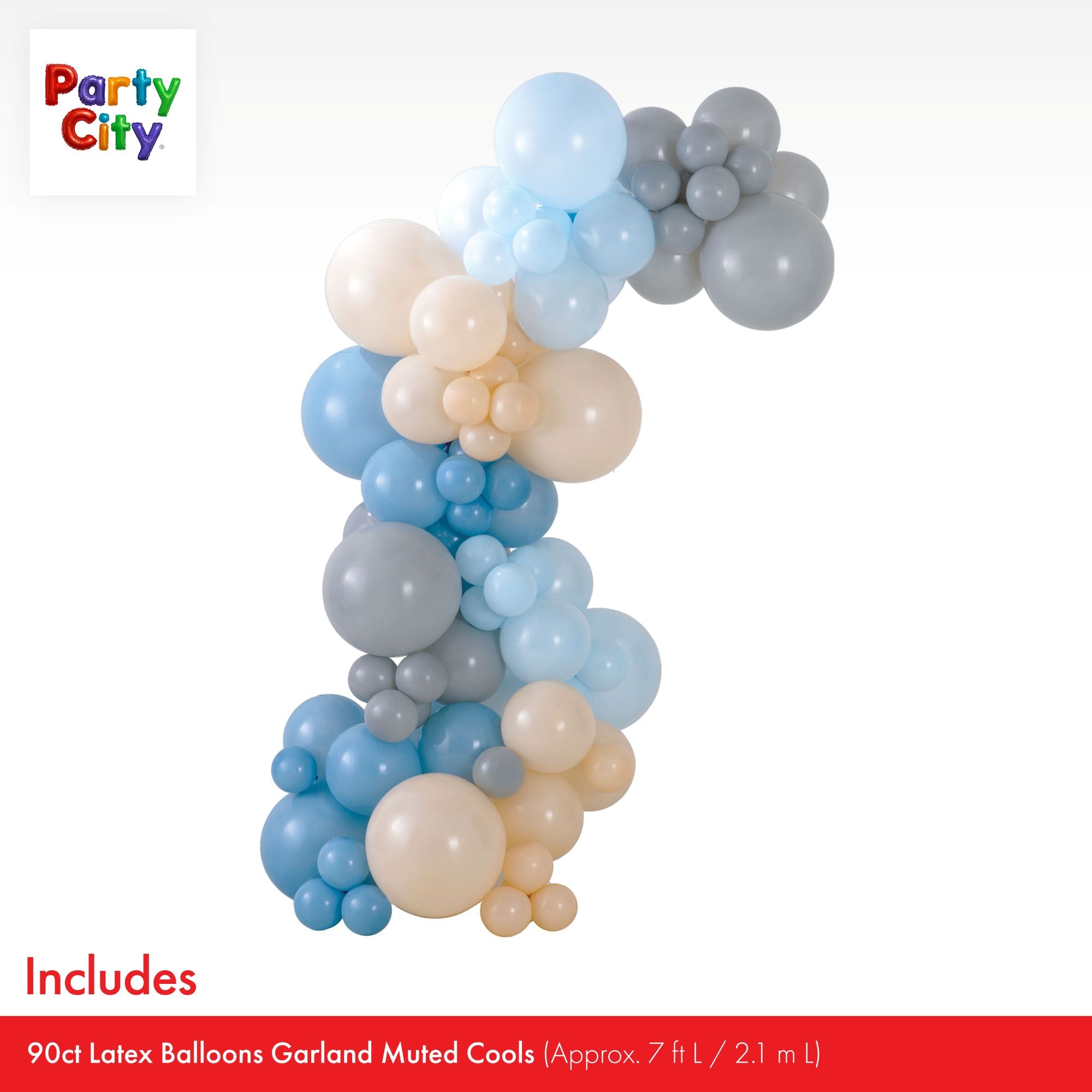 Air-Filled Latex Balloons Garland Muted Cools. 90pc - Image 6