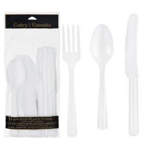 Plastic Cutlery Set. 24ct. Assorted Colors