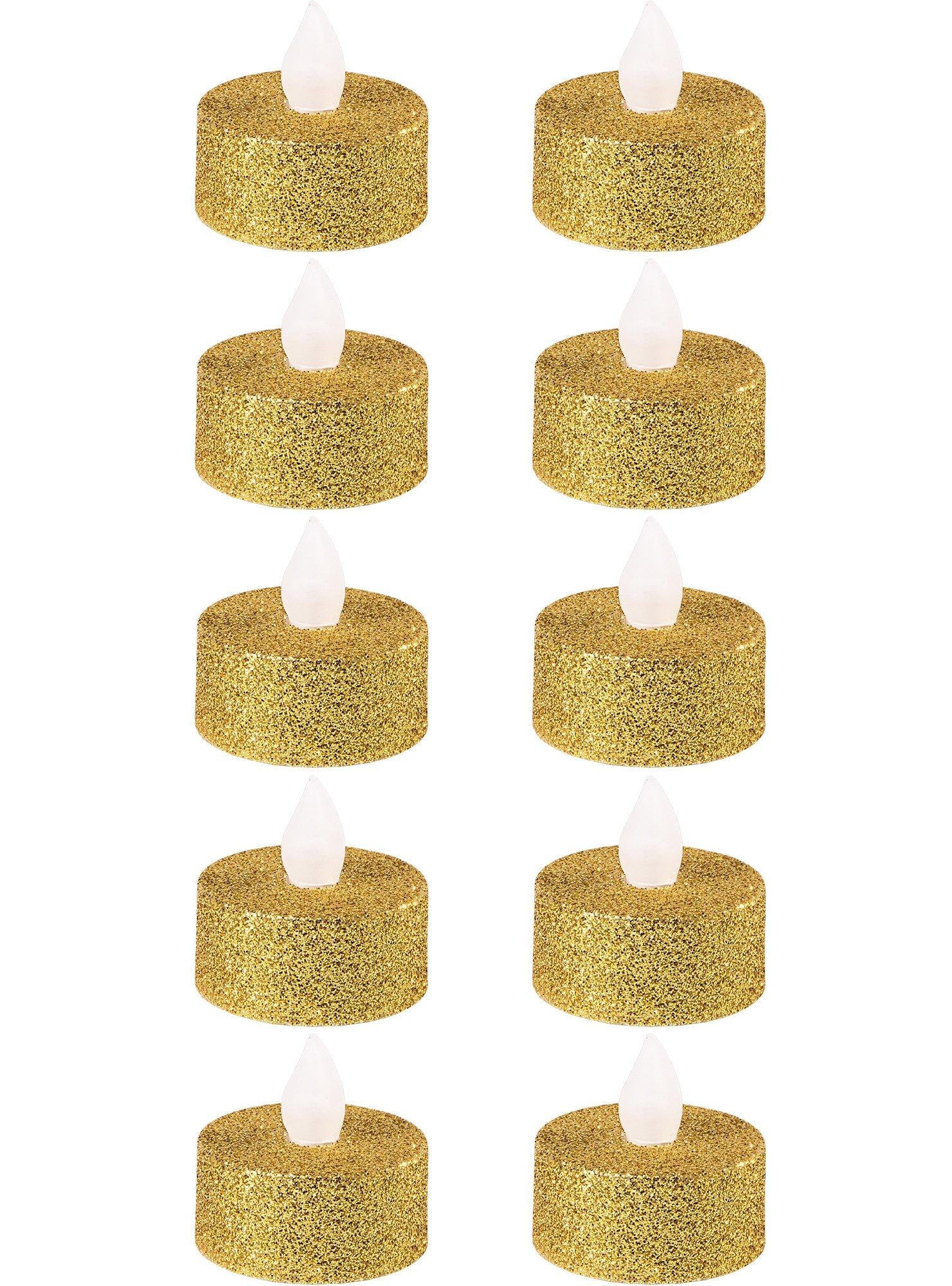 Glitter Tealight Flameless LED Candles. 10ct. Assorted Colors