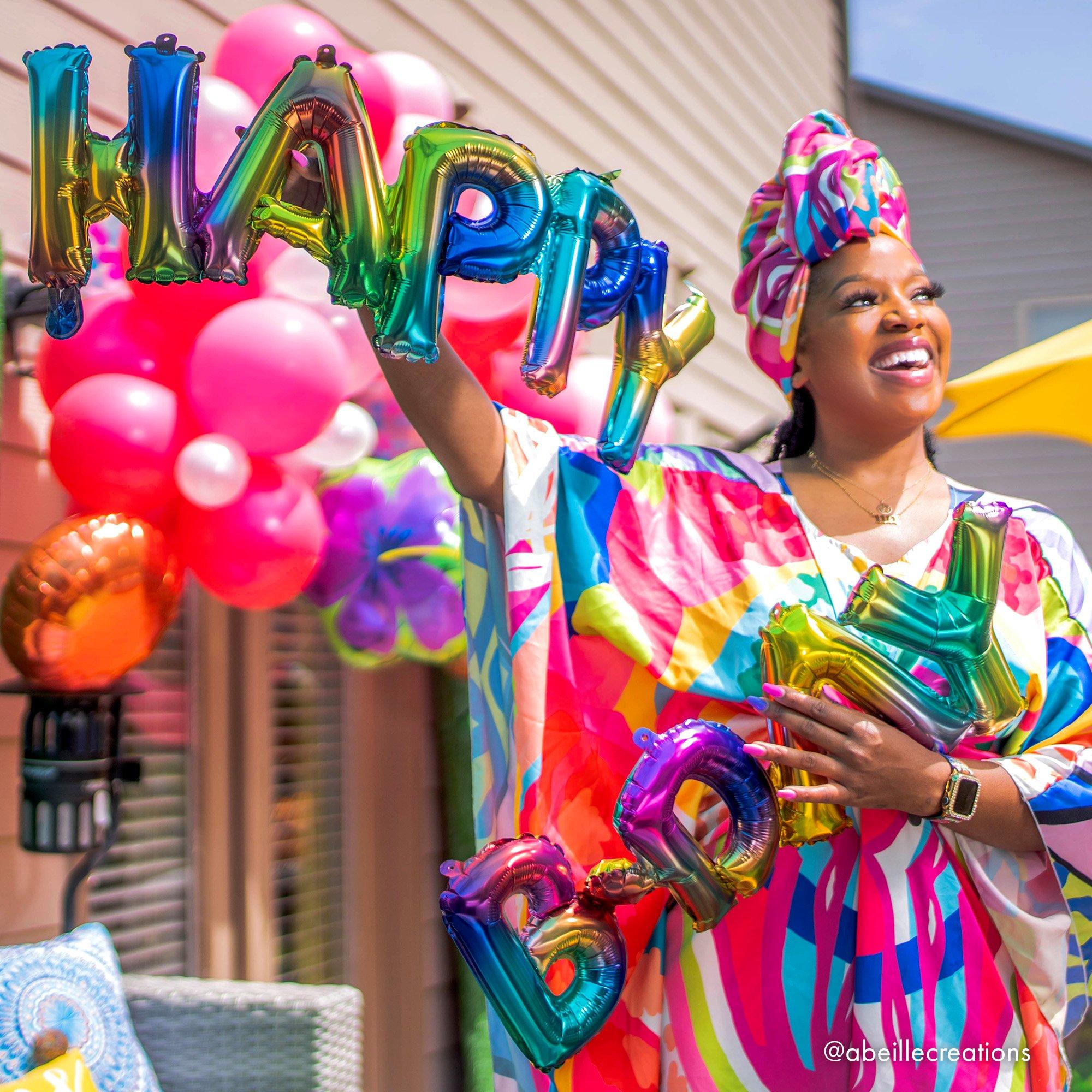 Air-Filled Happy B-Day Letter Balloon Banners. 2pc. Assorted Colors - Image 5