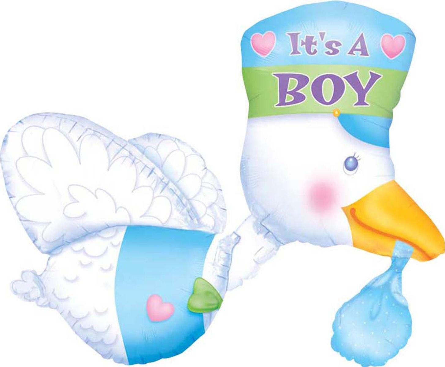 Stork Baby Shower Balloon. 32in. Assorted Colors - Image 2