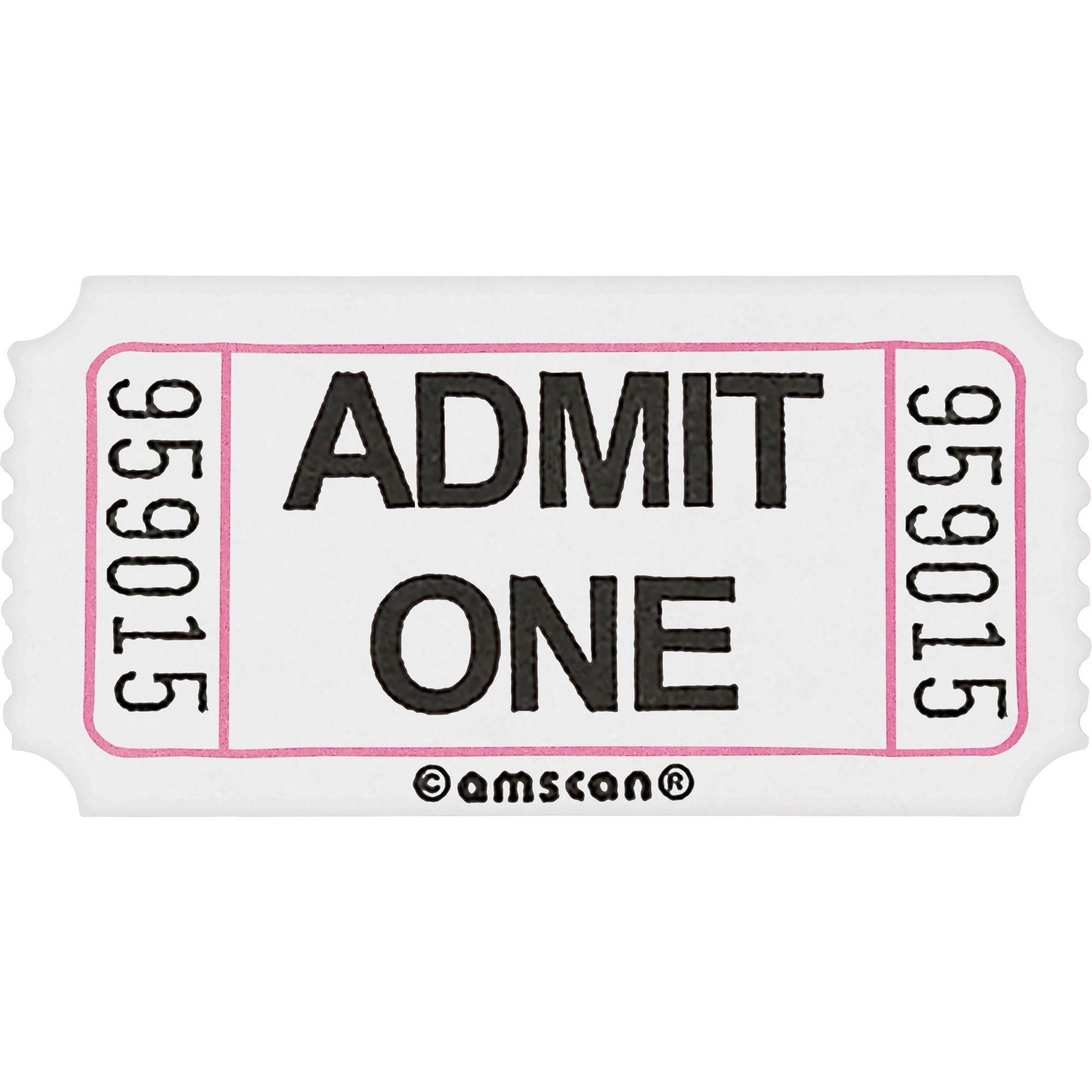 Admit One Single Roll Tickets. 1000ct. Assorted Colors