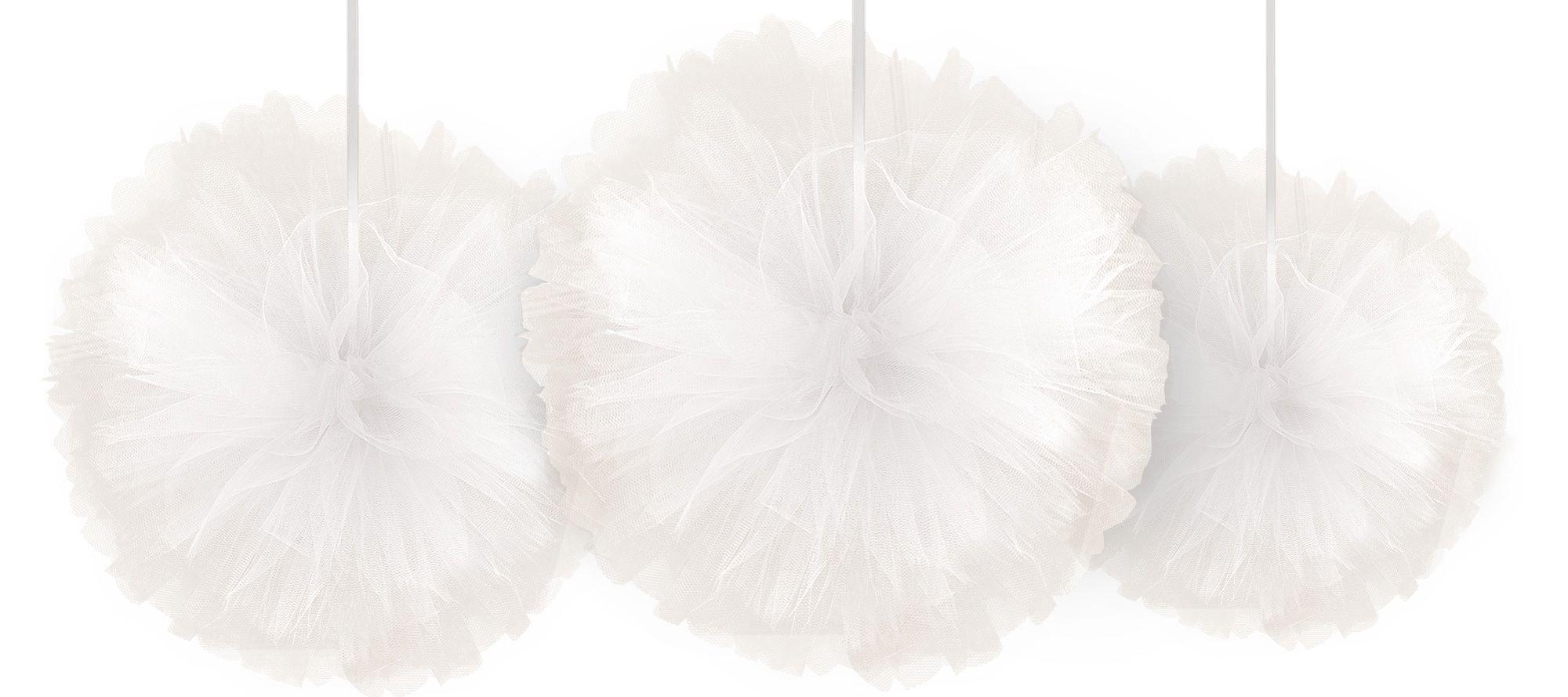 Tulle Tissue Pom Poms. 3ct. Assorted Colors