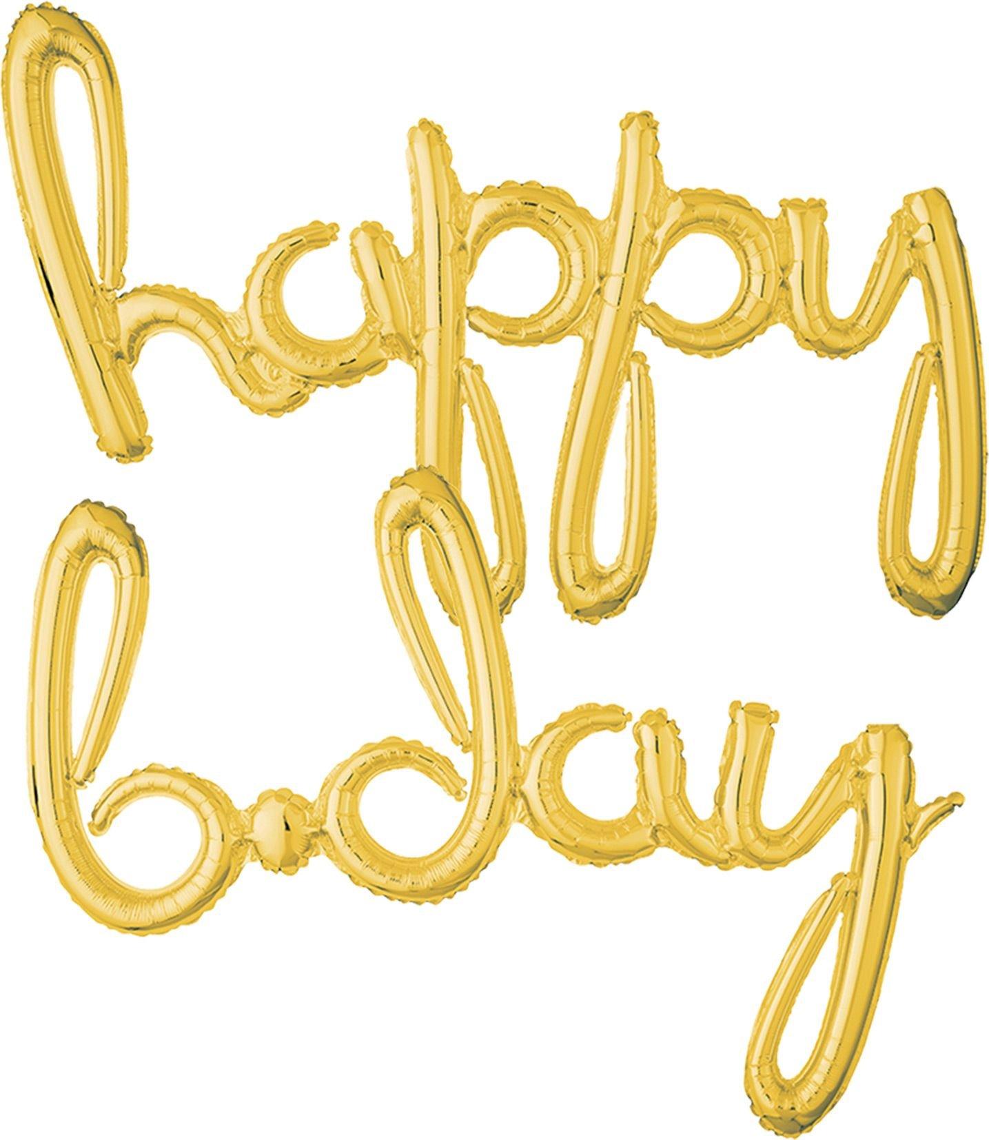 Air-Filled Happy B-Day Cursive Letter Balloon Banners. 2pc. Assorted Colors - Image 4