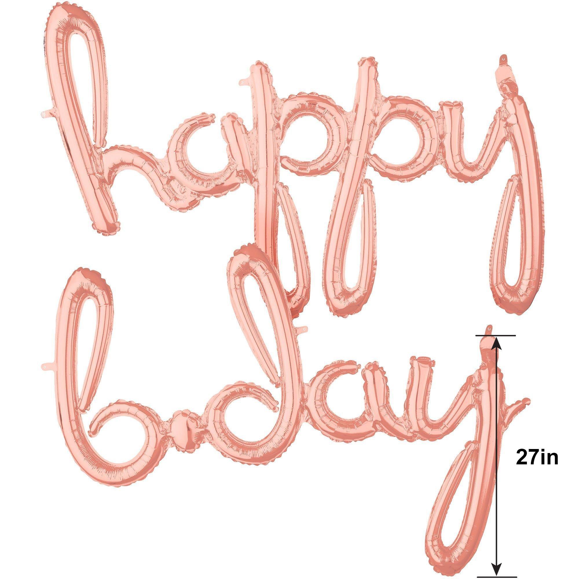 Air-Filled Happy B-Day Cursive Letter Balloon Banners. 2pc. Assorted Colors - Image 8